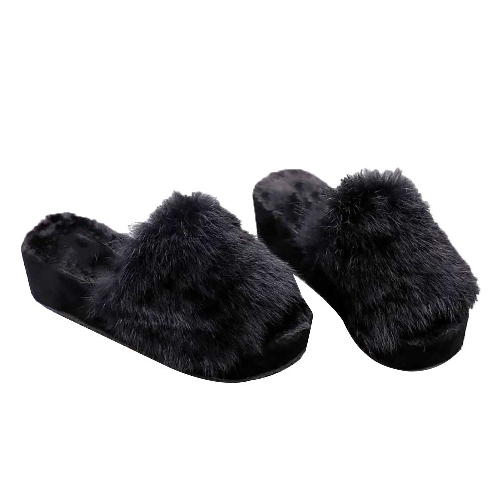 Naughtyangel Women's Faux Fox Fur Slides - Ultra Soft Fluffy Winter Slippers for Indoor/Outdoor Wear, Open Toe Comfort House Shoes for Lounge, Spa, and Cold Weather