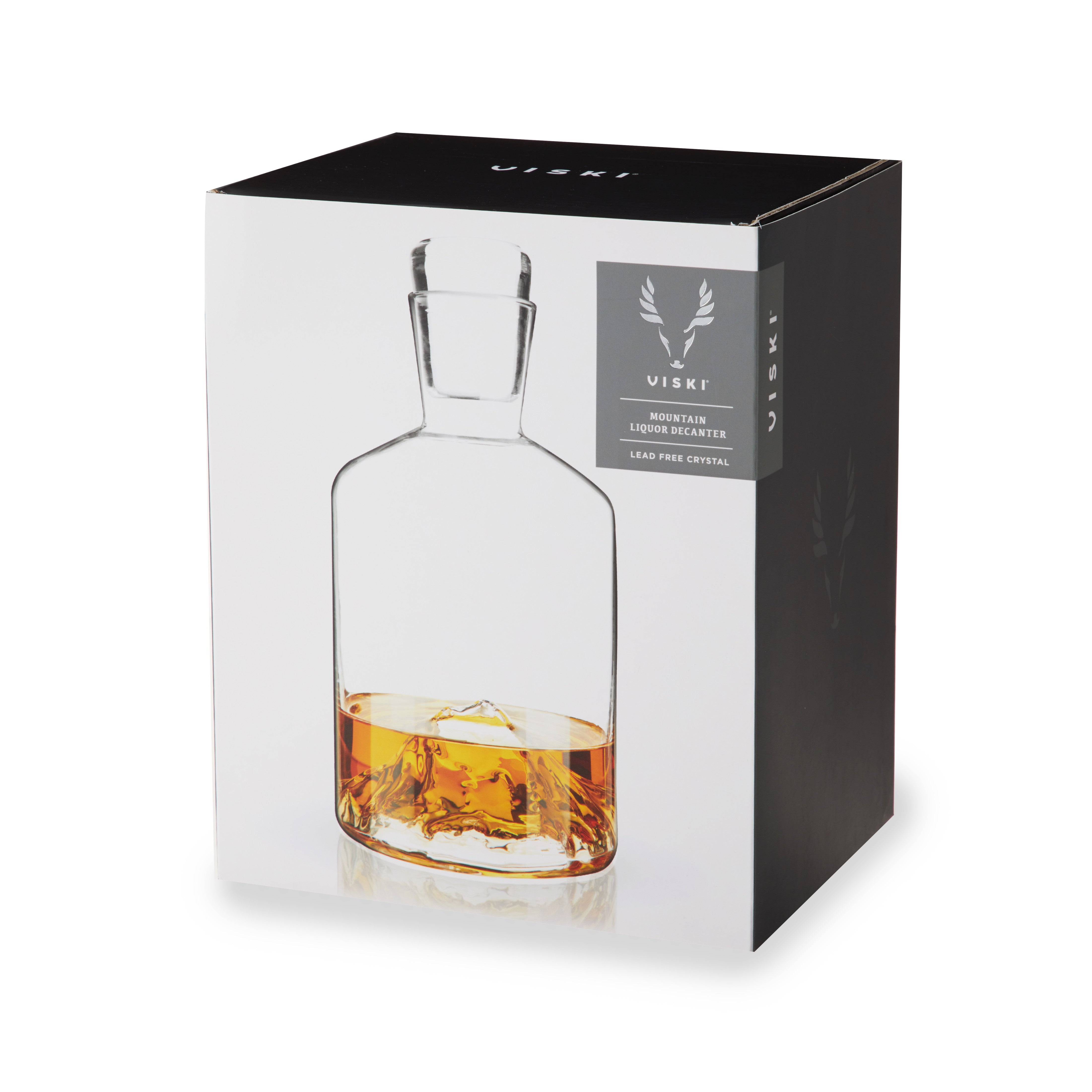 Premium Mountain Crystal Liquor Decanter Set - Elegant Whiskey & Bourbon Decanter with 2 Glasses - Perfect for Home Bar, Gifts & Entertaining