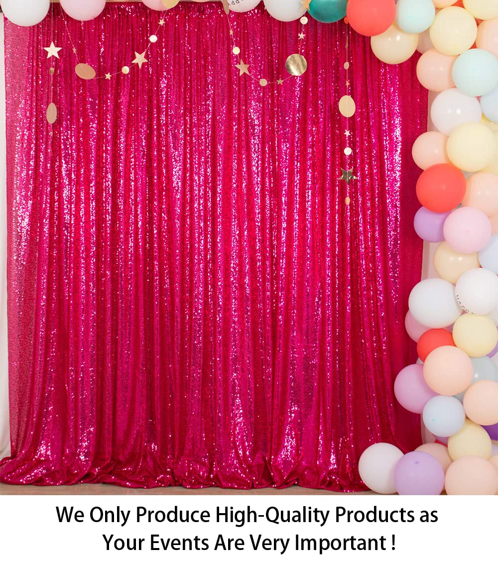 ShinyBeauty 6FTX6FT Fuchsia Sequin Backdrop Curtain - Sparkling Sequence Fabric Photography Background for Wedding, Party, Baby Shower & Studio Photo Booth - Perfect for Reception Decorations & Event Supplies