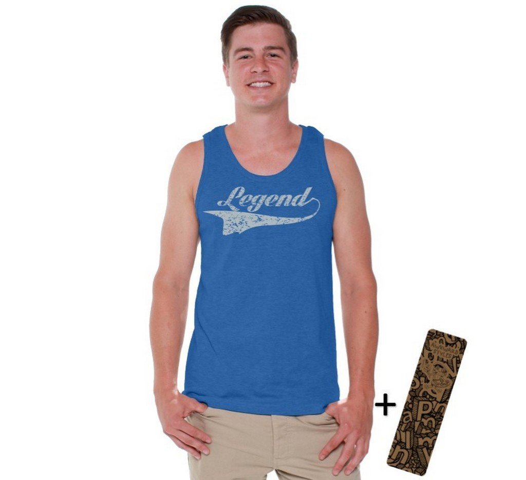 Awkwardstyles Men's Vintage Retro Legend Tank Top - Trendy Gray Muscle Tee for Gym, Beach & Casual Wear | Cool Gift with Bookmark