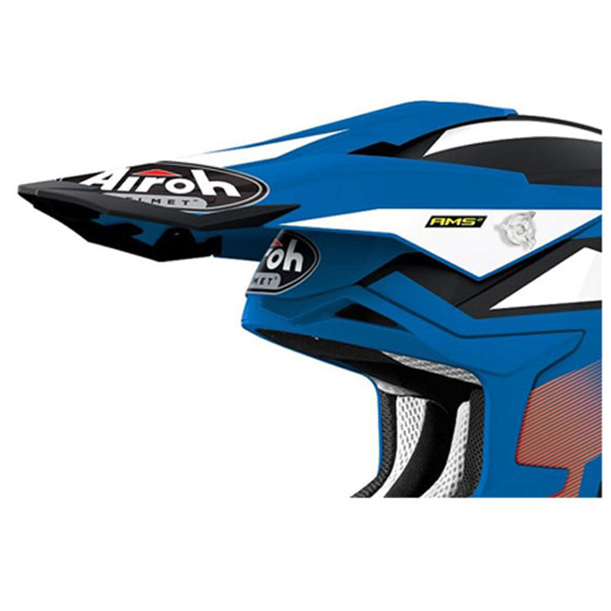 Airoh Peak For Strycker Axe Motorcycle Helmet - Orange & Matt Blue - Lightweight DOT Certified Off-Road Helmet for Motocross, Dirt Biking & Adventure Riding