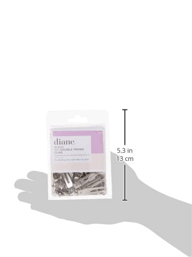 Diane Double Prong Hair Clips for Sectioning, Styling & Rollers - Nickel-Plated Steel Hairpins (1.75 Inch, 80 Pack) - Perfect for Salon, Home Haircuts & DIY Styling