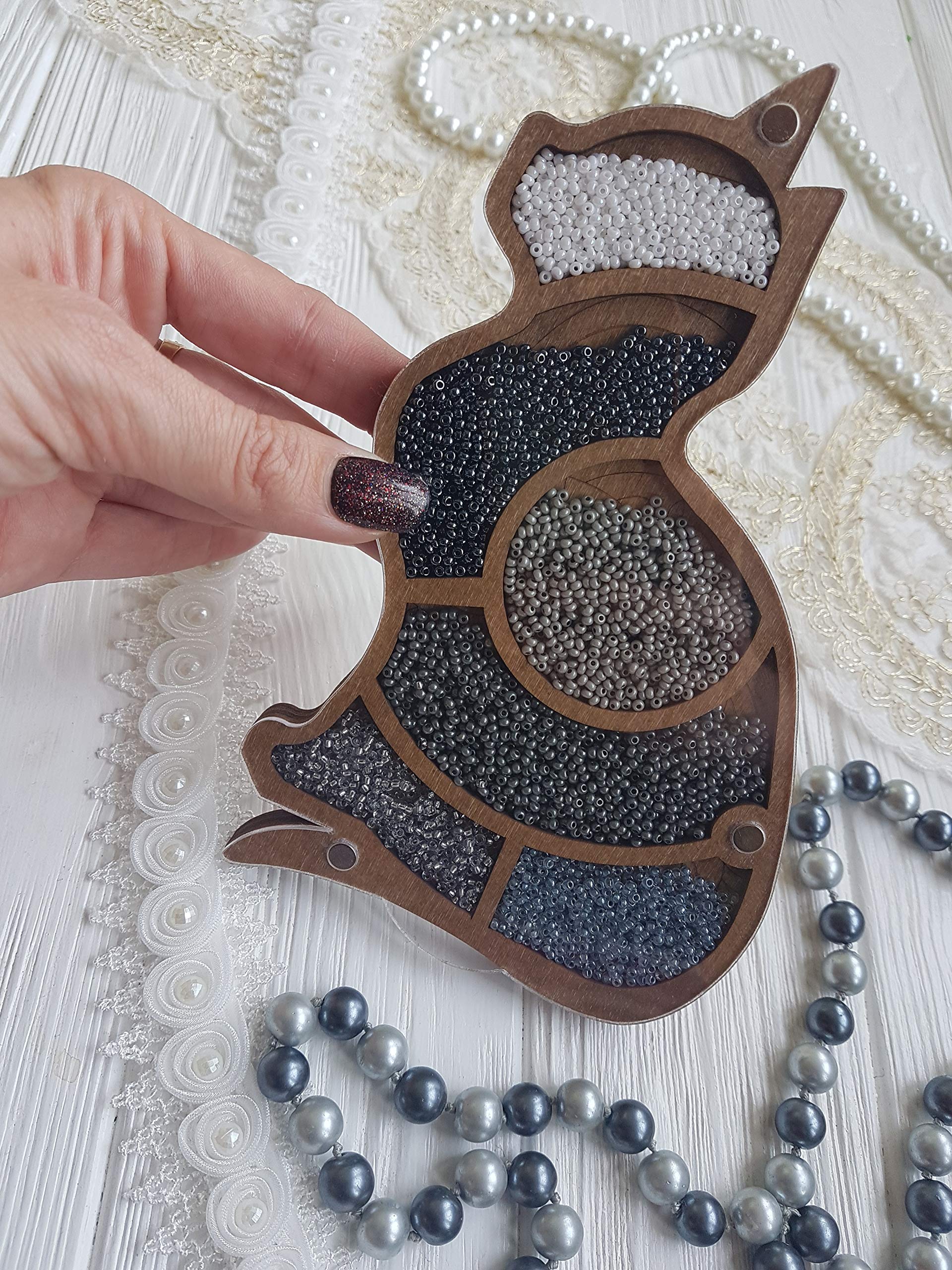 Cat Bead Organizer Box - Portable Jewelry Storage Case for Beads, Charms & Craft Supplies | Perfect for DIY Jewelry Making, Travel & Home Organization