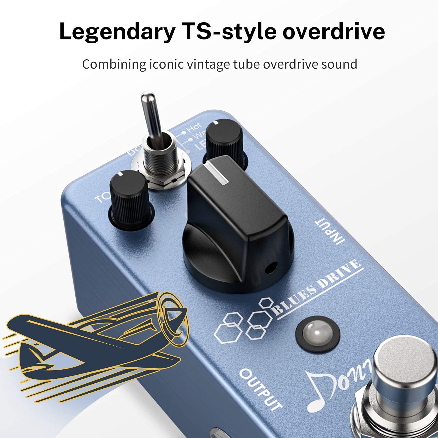 Donner Overdrive Guitar Pedal with DP-Z 9V Power Supply - 11 Isolated DC Outputs, USB Port for 9V/12V/18V Effect Pedals - Perfect for Live Performances & Studio Recording