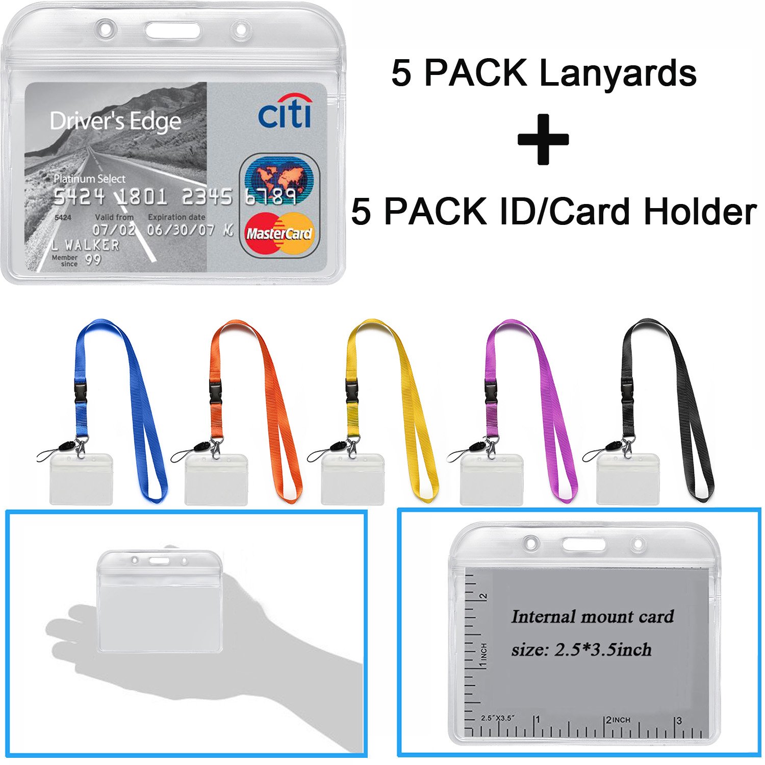 YOUOWO 5 Pack ID Lanyards with Badge Holder - Office, Cruise & Events