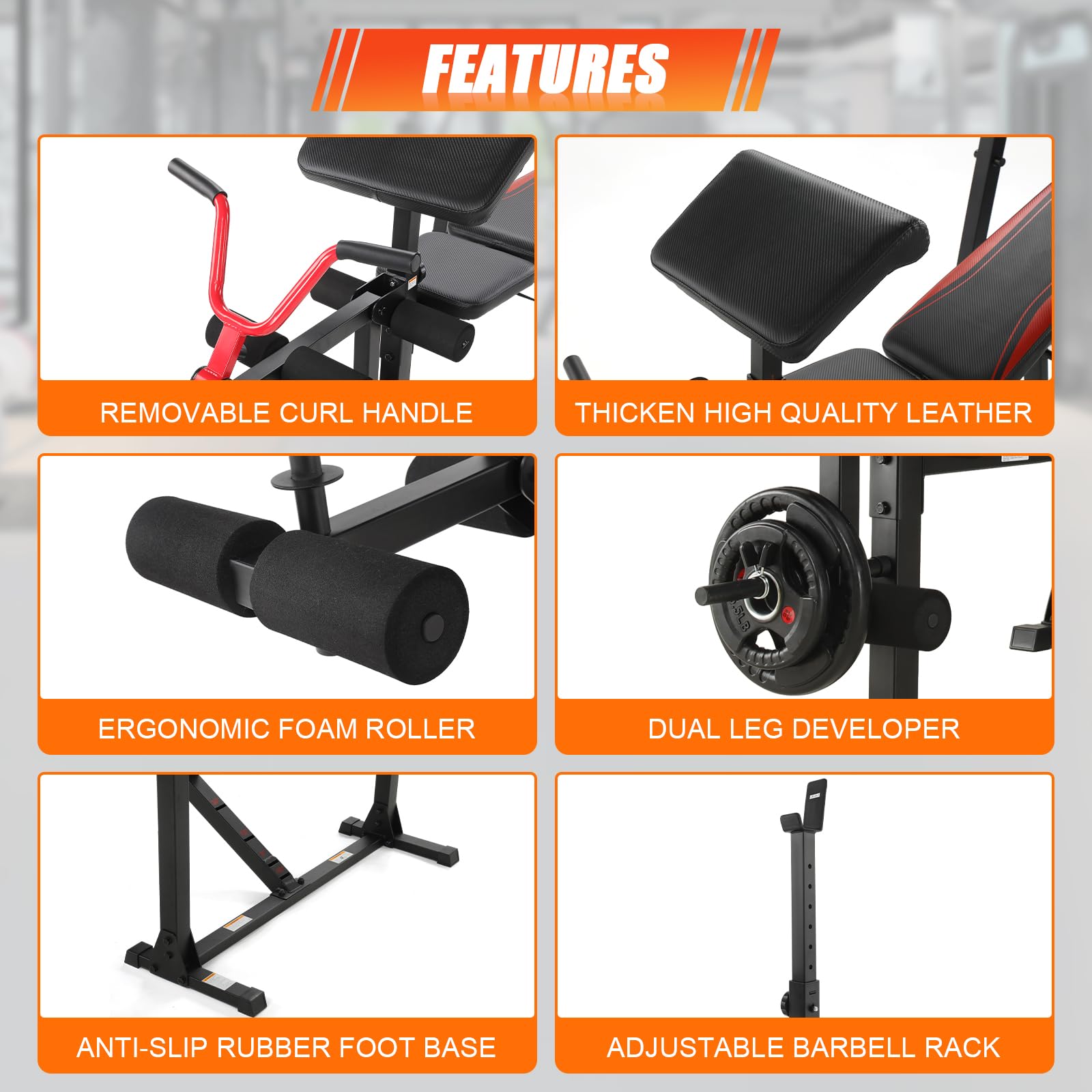 Aceshin 900 LBS Adjustable Olympic Weight Bench with Squat Rack - Home Gym Equipment for Strength Training | Includes Leg Extension & Preacher Curl Pad | Perfect for Bench Press, Squats & Full-Body Workouts