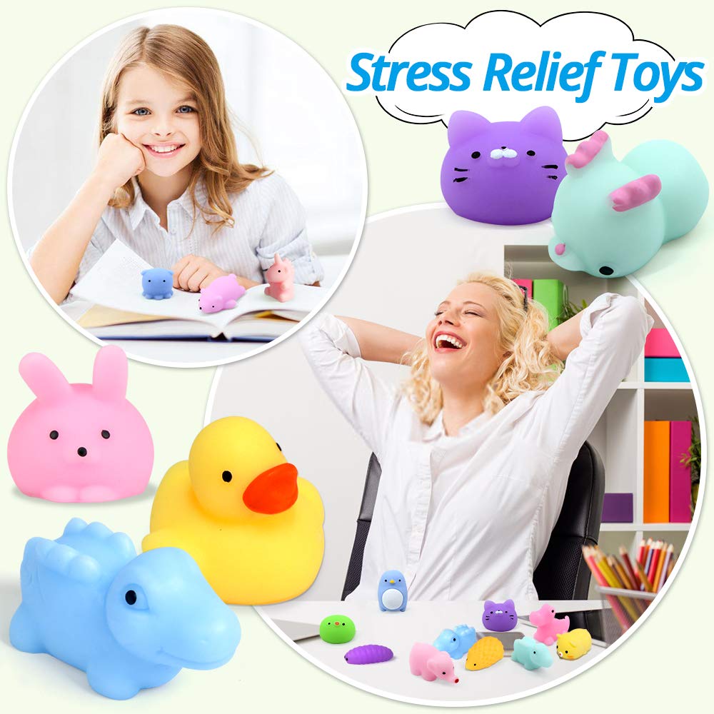 20 Pcs Mini Mochi Squishy Toys - Kawaii Animal Squishies for Kids & Adults, Stress Relief Squeeze Toys, Party Favors, Birthday Gifts, Pinata Fillers - Perfect for Classroom Rewards, Sensory Play, and Relaxation Therapy