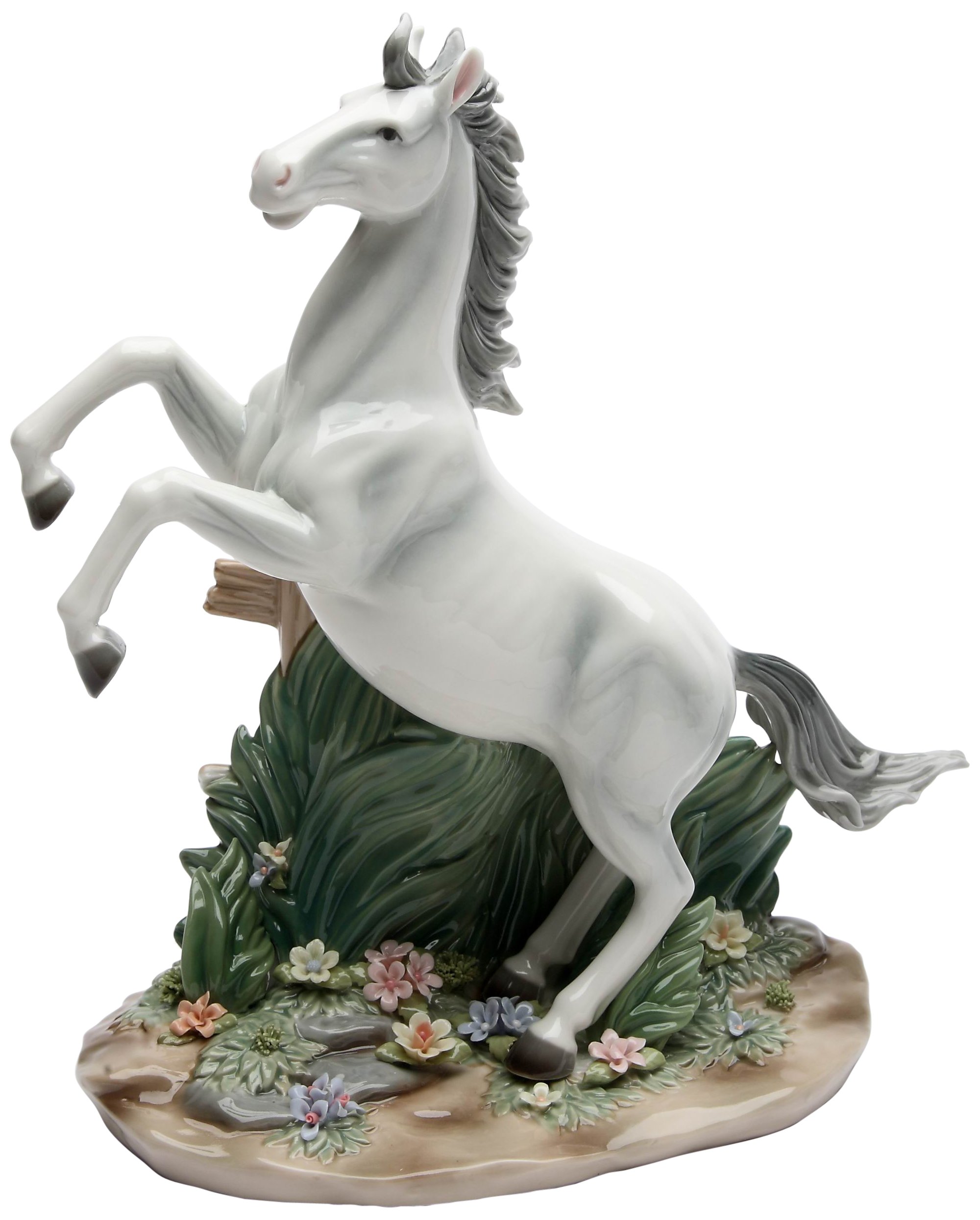 20847 White Ceramic Horse Statue - 11 Inch Elegant Home Decor for Living Room, Office & Gift Giving