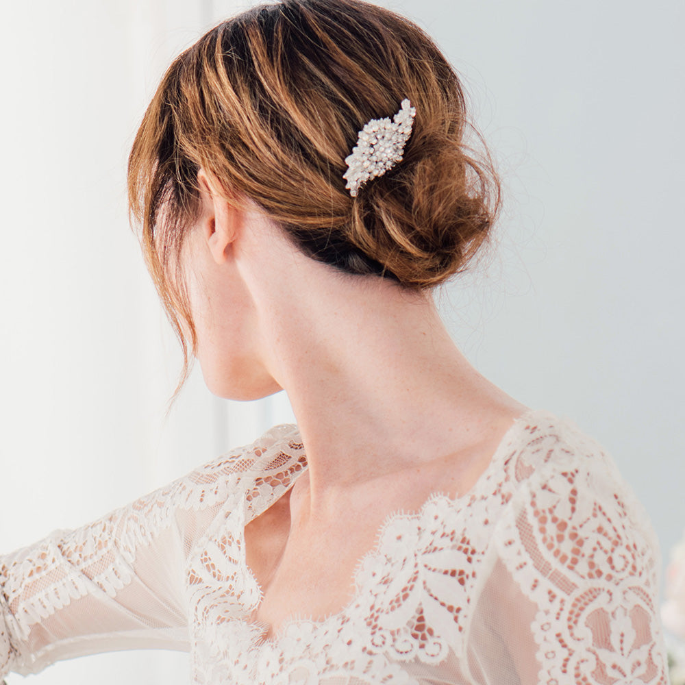 Elegant Diana Pearl & Crystal Hair Comb - Perfect for Weddings, Prom, and Special Occasions