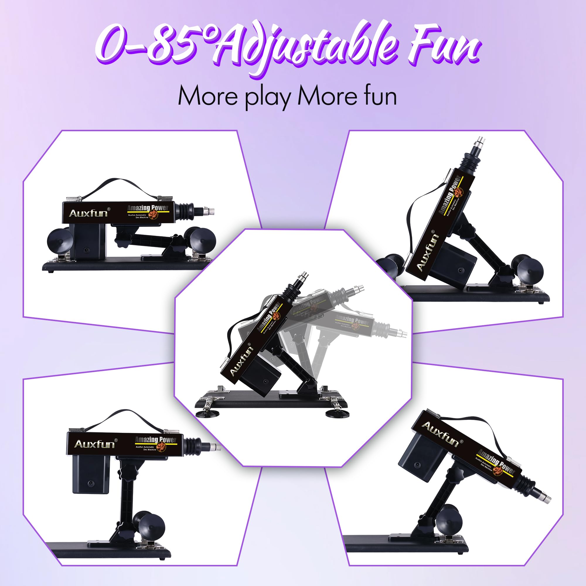 AUXFUN Automatic Love Machine for Men & Women - 3XLR Connector Adult Toy with 7 Attachments, Adjustable Vaginal & Anal Massage Pump | Perfect for Couples Play, Solo Pleasure & BDSM Exploration