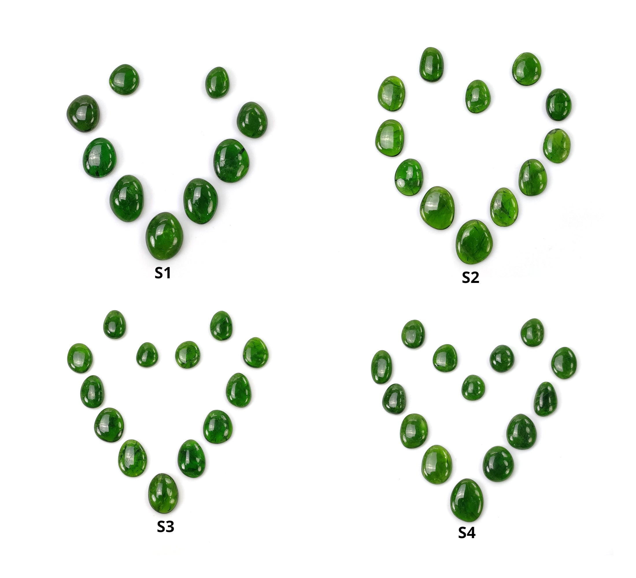 Natural Chrome Diopside Gemstone Cabochon - Green Diopside Rough Cabochon Lot (9pcs, 12pcs, 13pcs, 14pcs) for Jewelry Making, Wire Wrapping & Crystal Healing