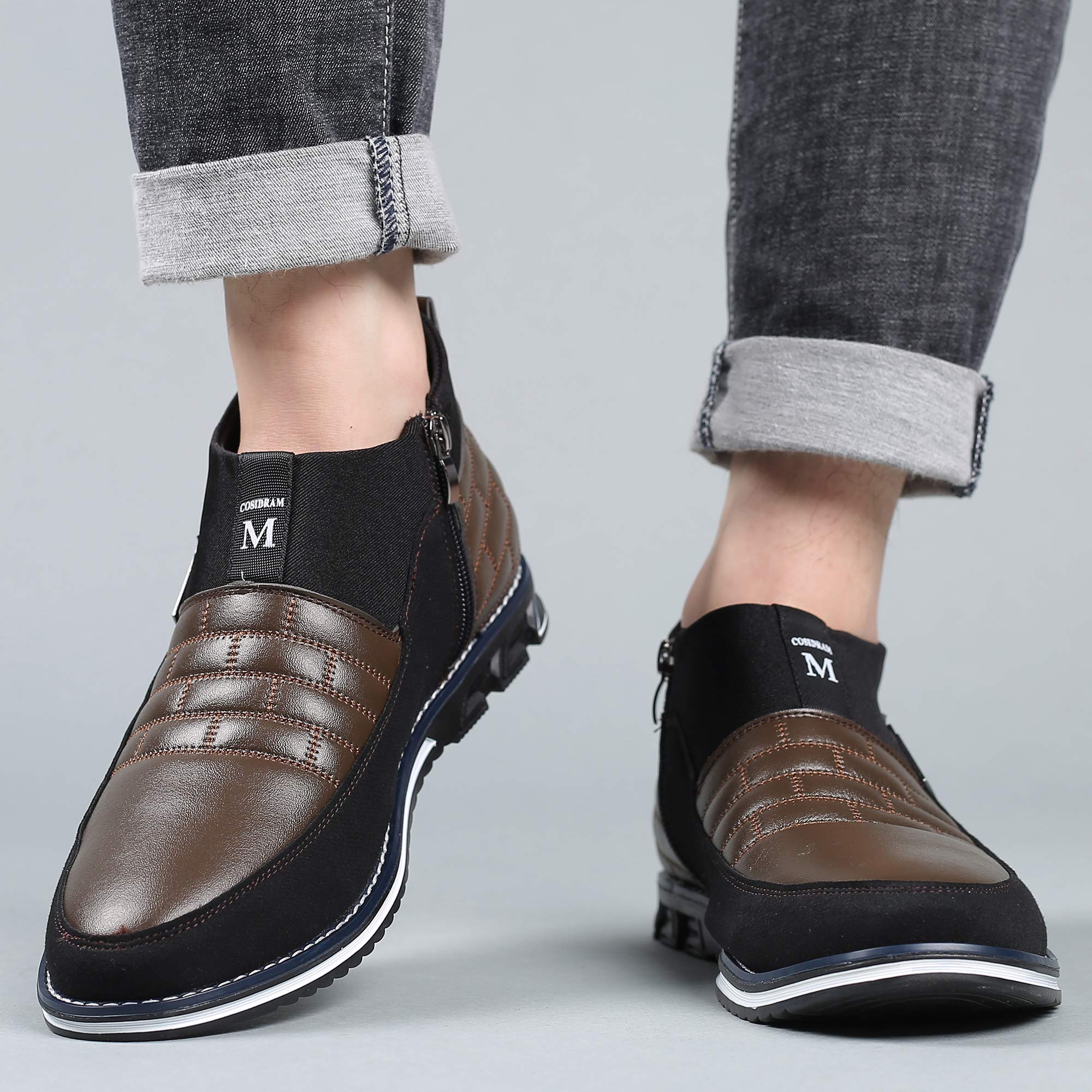 COSIDRAM Men's High-Top Loafers - Comfortable Walking Sneakers & Casual Boots for Men | Perfect for Daily Wear, Office, and Outdoor Activities