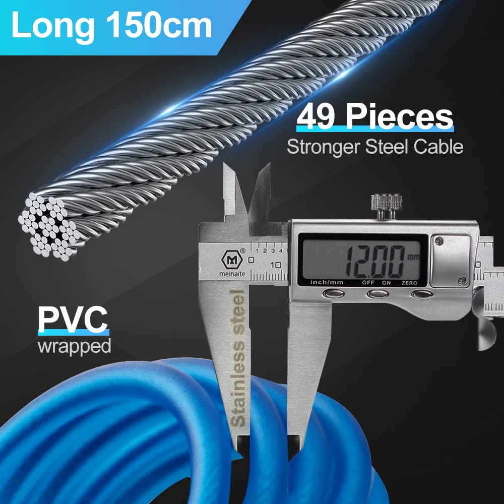 eLinkSmart Keyless Combination Bike Lock - 150cm Waterproof Steel Cable Lock for Bicycles, Scooters, Motorcycles | Fingerprint Unlock via Phone App (iOS/Android) | Perfect for Outdoor Cycling, Commuting & Home Security