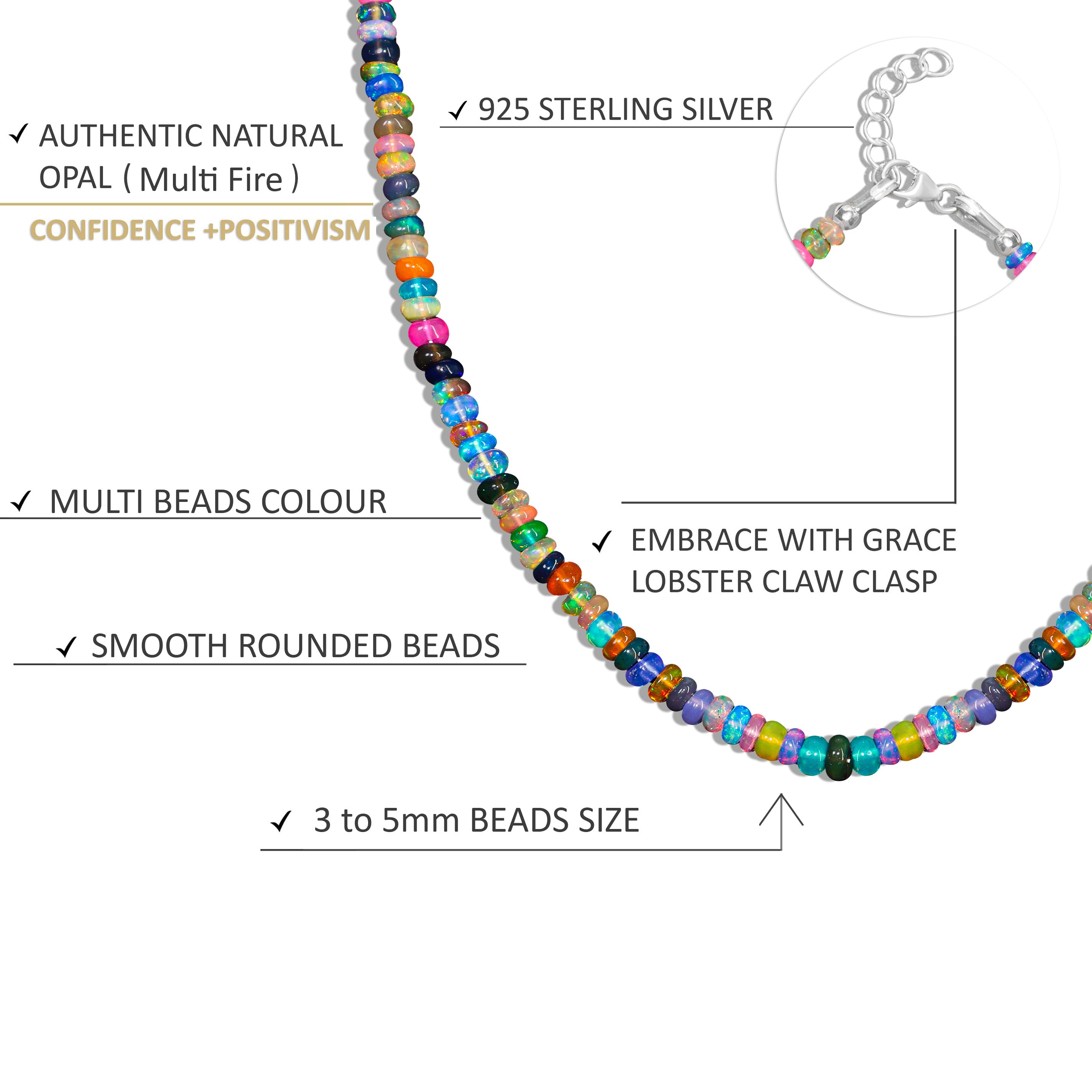 Natural Multi Opal Plain Beaded Necklace for Women - Elegant Handmade Jewelry for Party, Wedding & Everyday Wear