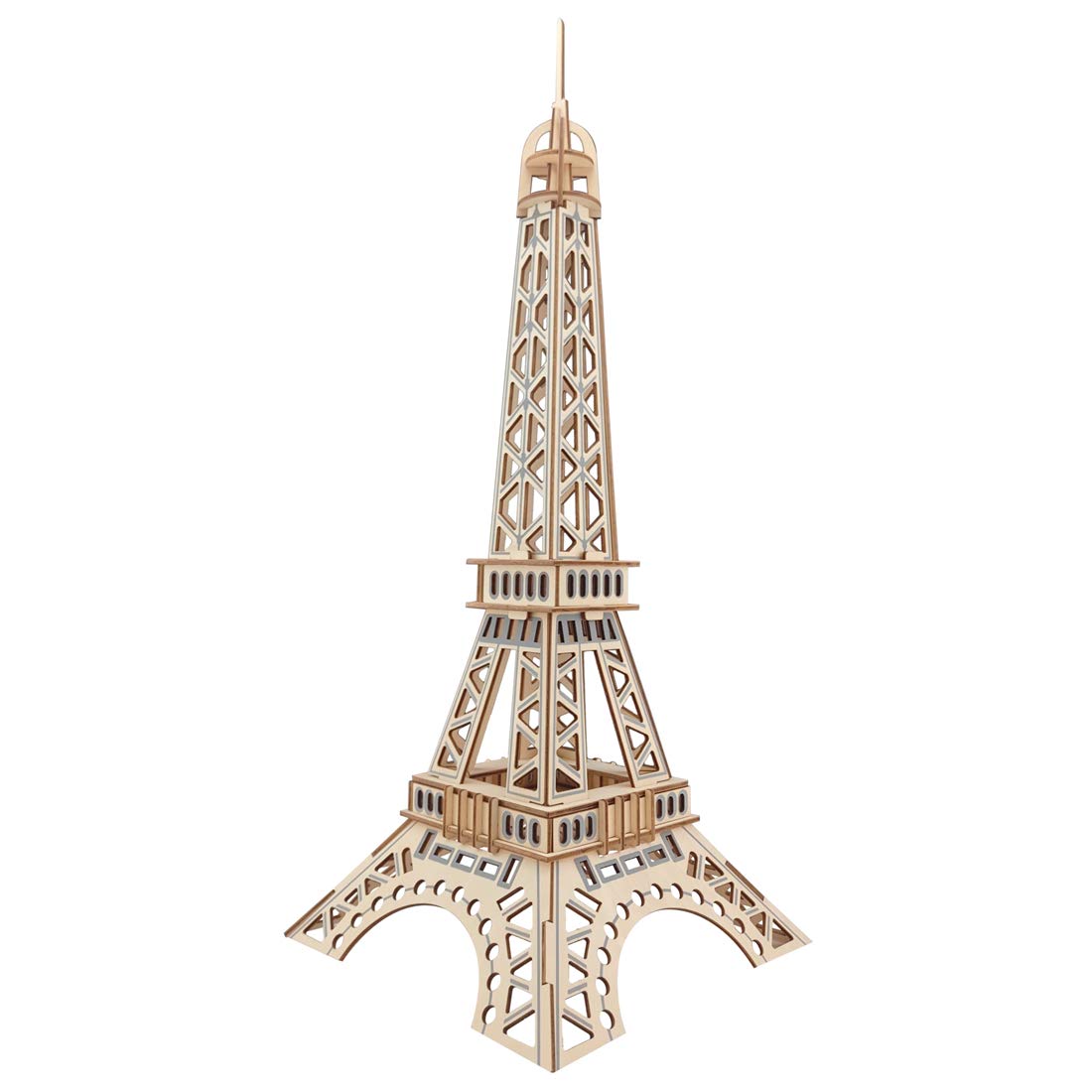 52-Piece Paris Eiffel Tower 3D Wooden Puzzle Kit - DIY Assembly Model of World Famous Building - Creative Brain Teaser & Educational Toy for Adults, Kids & Family Bonding - Perfect for Home Decor, STEM Learning & Parent-Child Activities