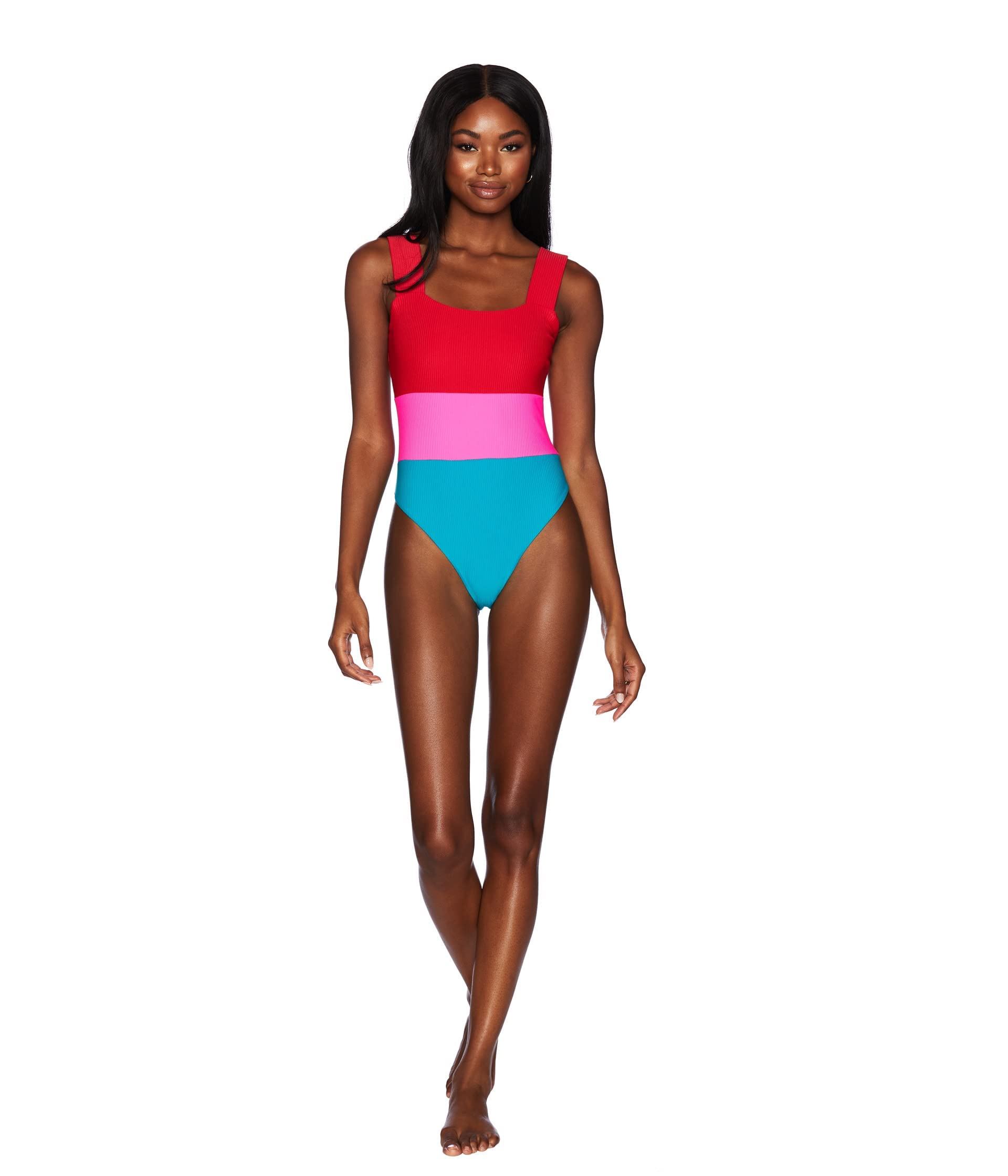 Beach Riot Amy One-Piece Swimsuit - Color-Block Cabana Design, Medium Size | Perfect for Pool Parties, Beach Vacations & Summer Getaways