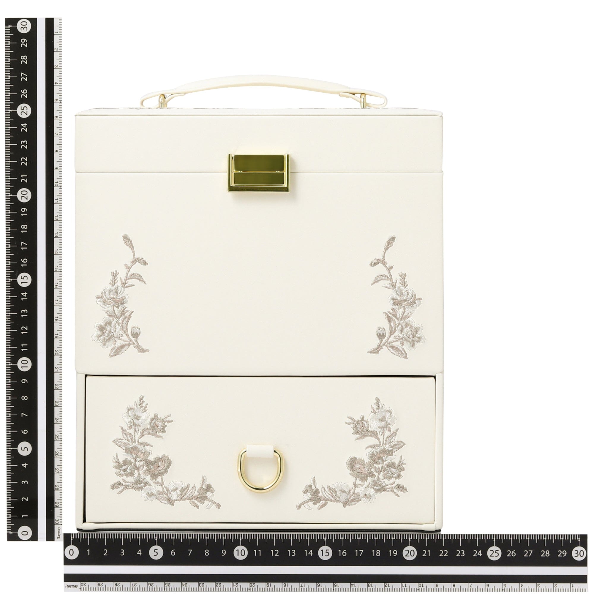 Elegant Beige Embroidery Flower Jewelry Box - Perfect for Gift Giving, Home Decor & Organizing Necklaces, Rings & Earrings