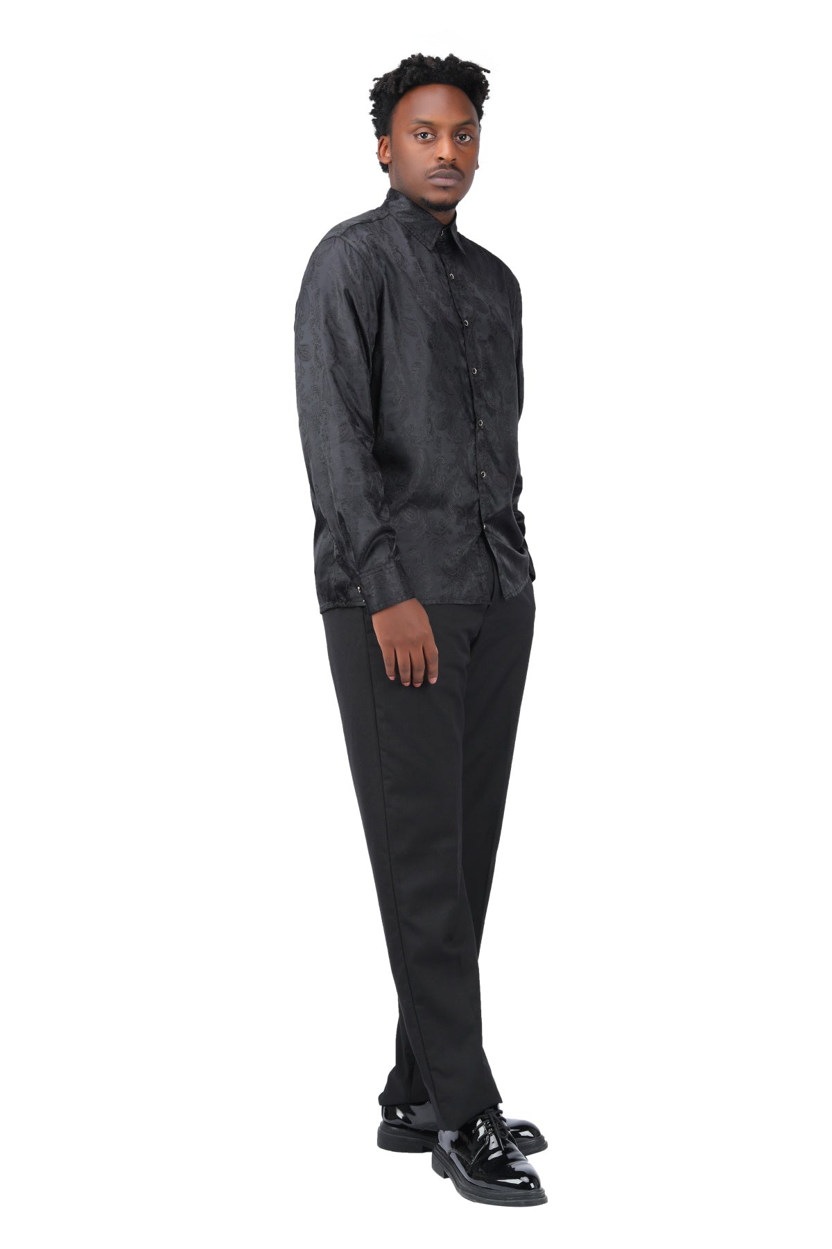 Slim Fit Embroidered Black Paisley Shirt for Men - Stylish Casual & Party Wear - Perfect for Date Nights, Office Outings & Special Occasions