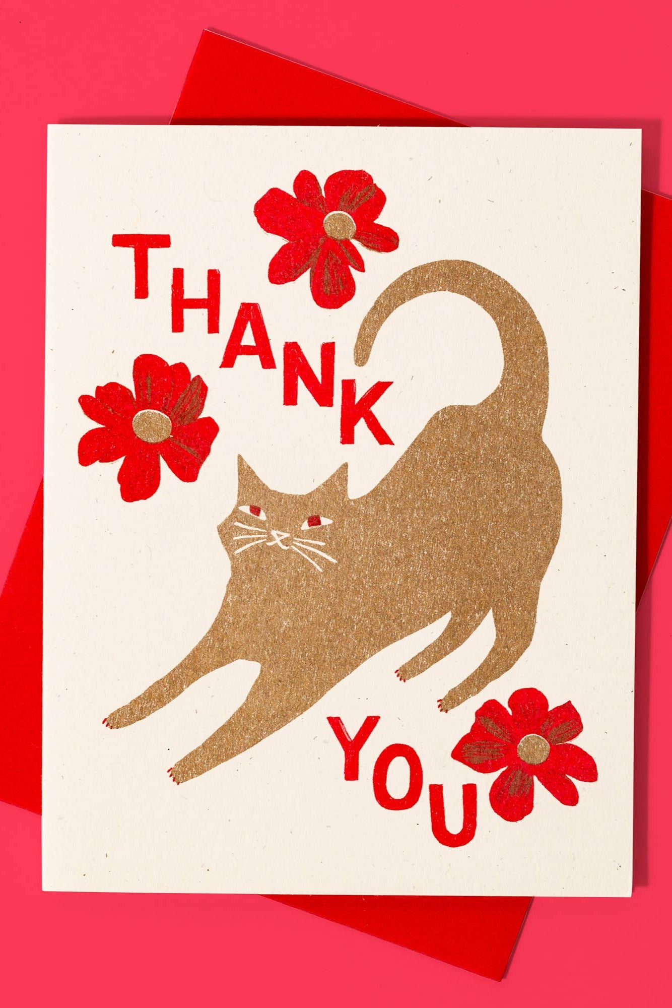 Thank You Cat with Blossoms Greeting Card - Elegant Floral Cat Appreciation Card for Birthdays, Thank You Notes & Special Occasions