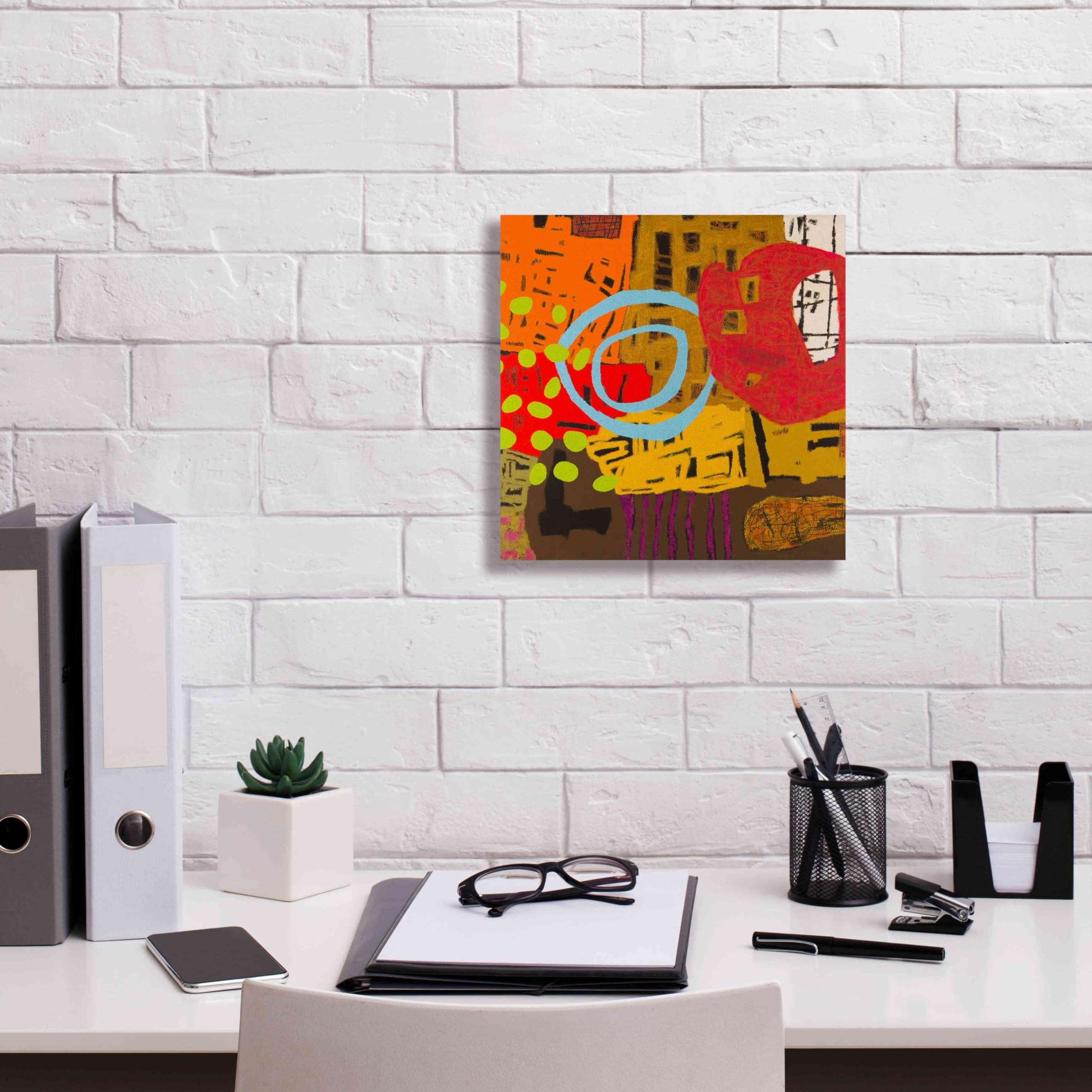 Epic Graffiti 'Conversations in the Abstract 28' by Downs - Premium Giclee Canvas Wall Art Print 12x12 Inches - Modern Abstract Graffiti Artwork for Living Room, Bedroom & Office Decor