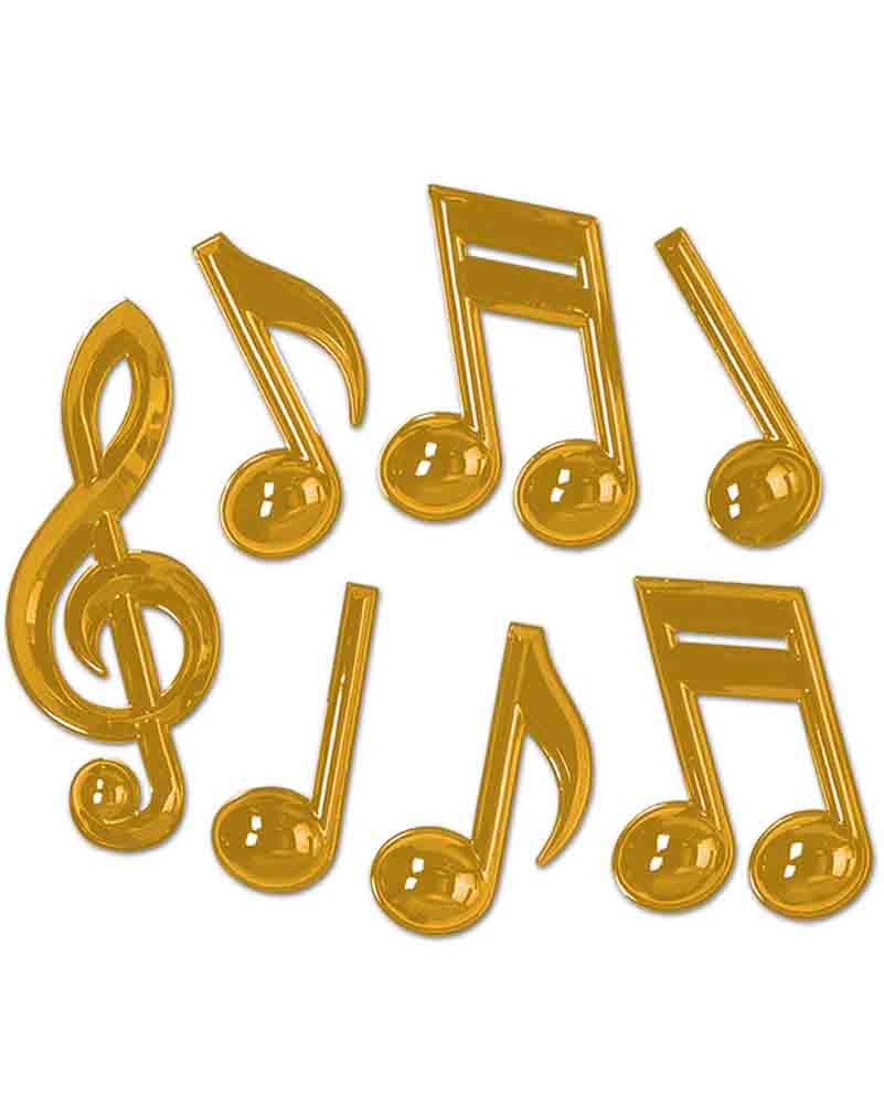 20s Gold Musical Notes Plastic Decorations - Pack of 7 for Party, Wedding, Baby Shower & Home Decor