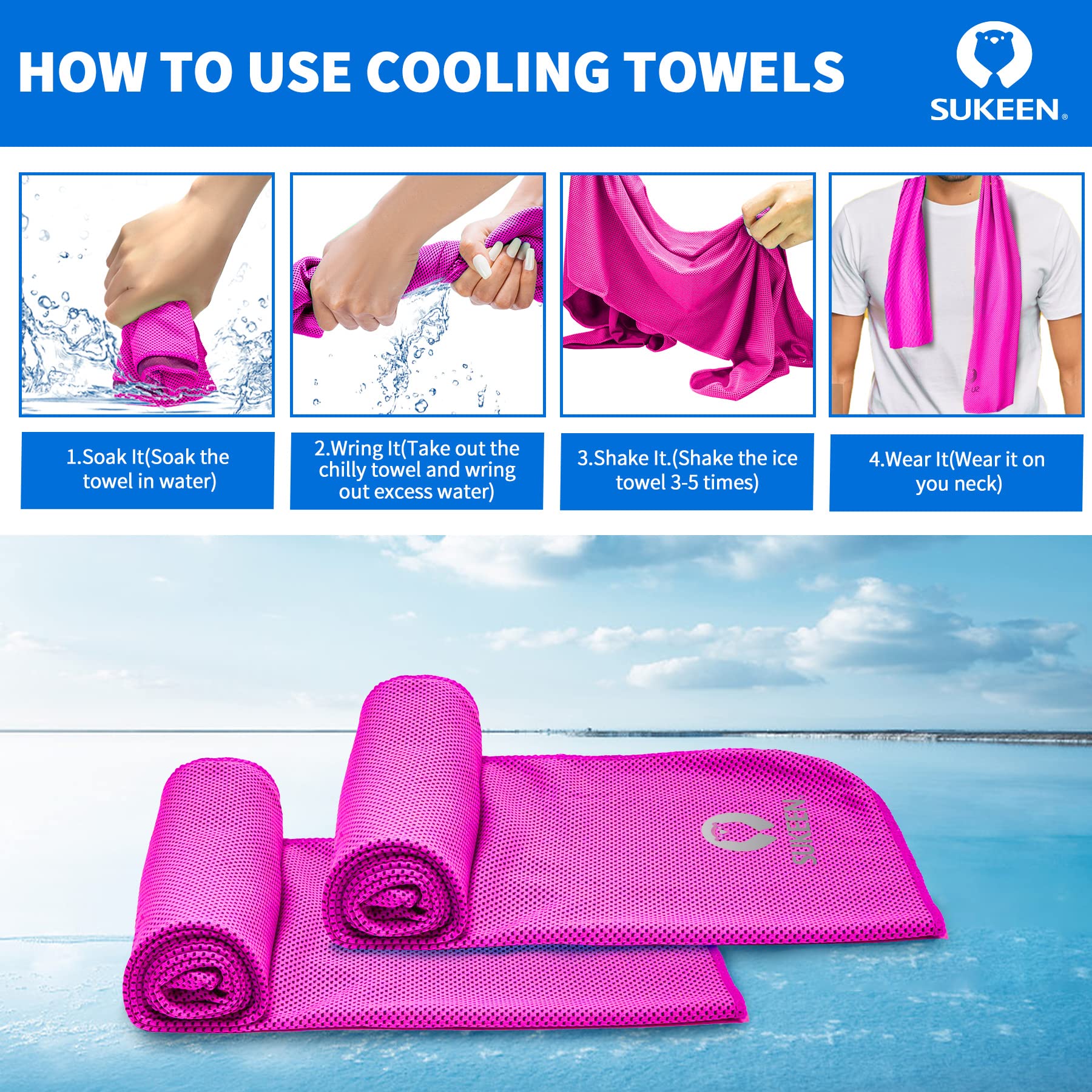 16-Pack Sukeen Cooling Towels (40