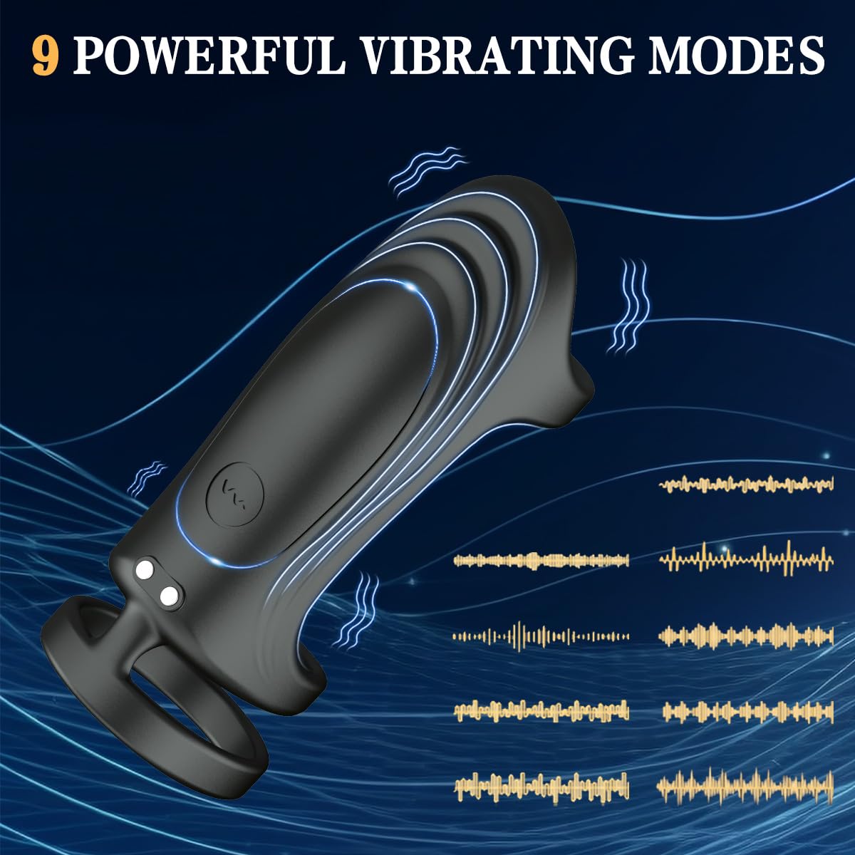 **Vibrating Cock Ring for Men - Stretchy Silicone Penis Ring with 9 Vibration Modes & APP Control - G-Spot Stimulator for Couples - Perfect for Foreplay & Enhanced Intimacy (Black)**