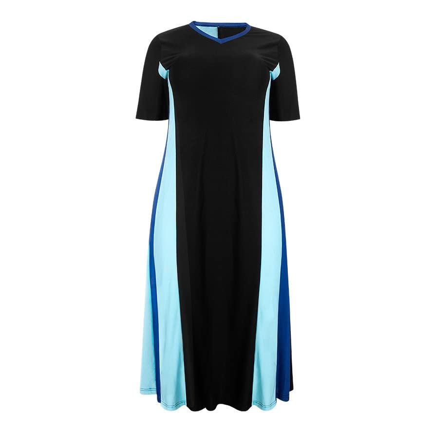 **Patchwork Women's Plus Size Long Ruffle Dress - Casual Holiday Maxi Dress for Beach, Vacation & Summer Outfits (Color: A, Size: XL)**