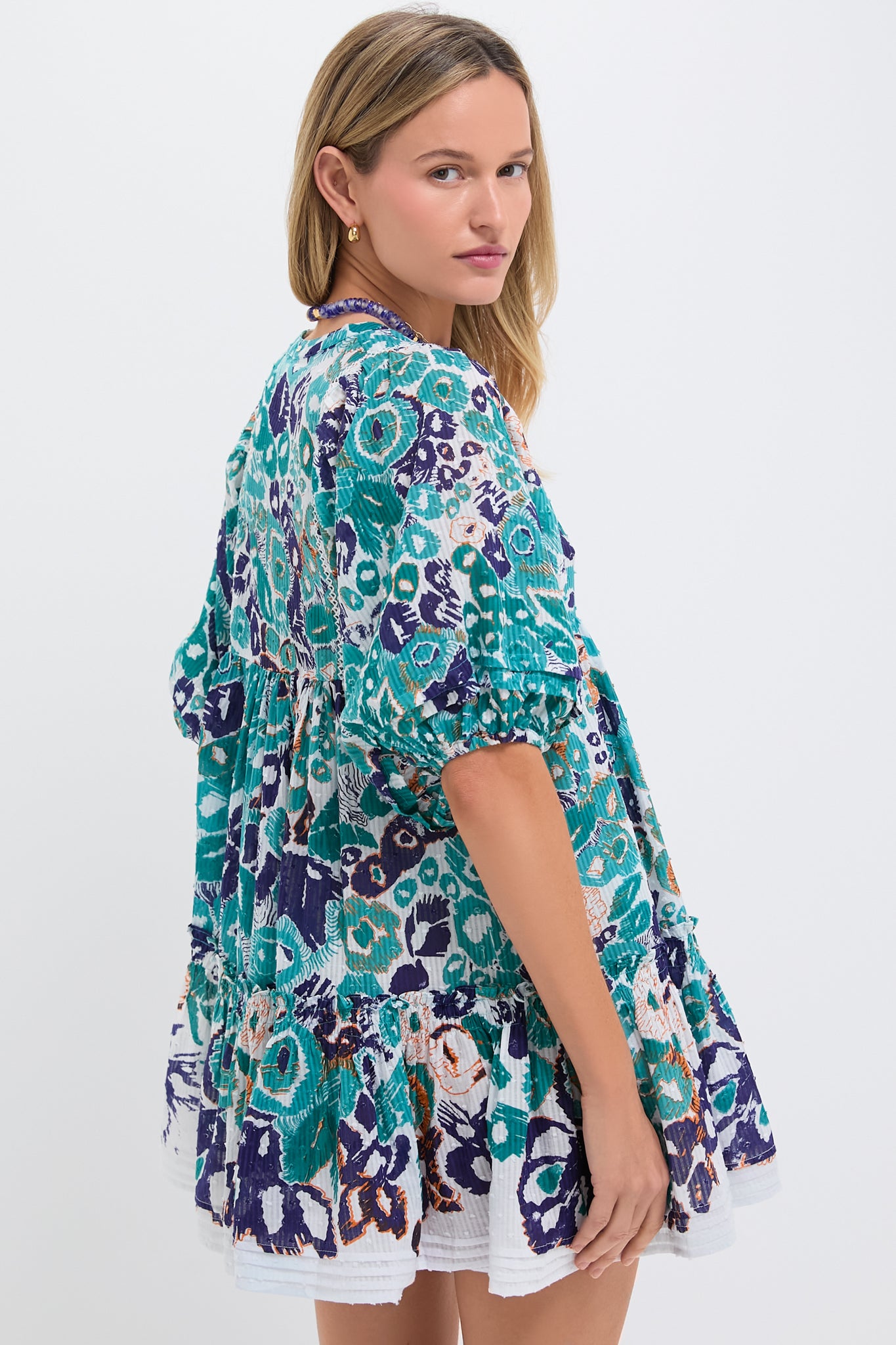 Blue Pencilleo Aria Mini Dress - Women's Flowy Summer Dress for Casual Wear, Beach, and Date Night