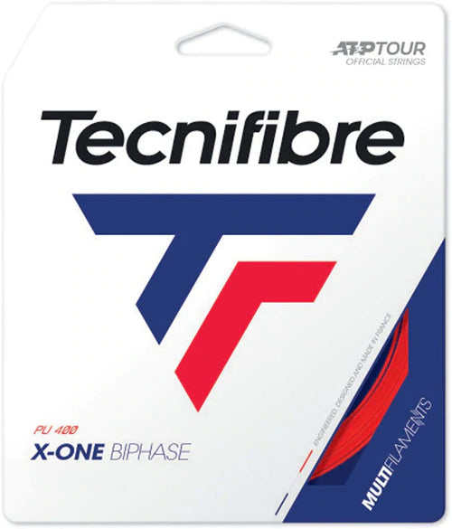 Tecnifibre X-One Biphase 18/1.18 Tennis String - High Performance Synthetic Gut for Spin & Control (Red) | Perfect for Competitive Play & Tournament Matches