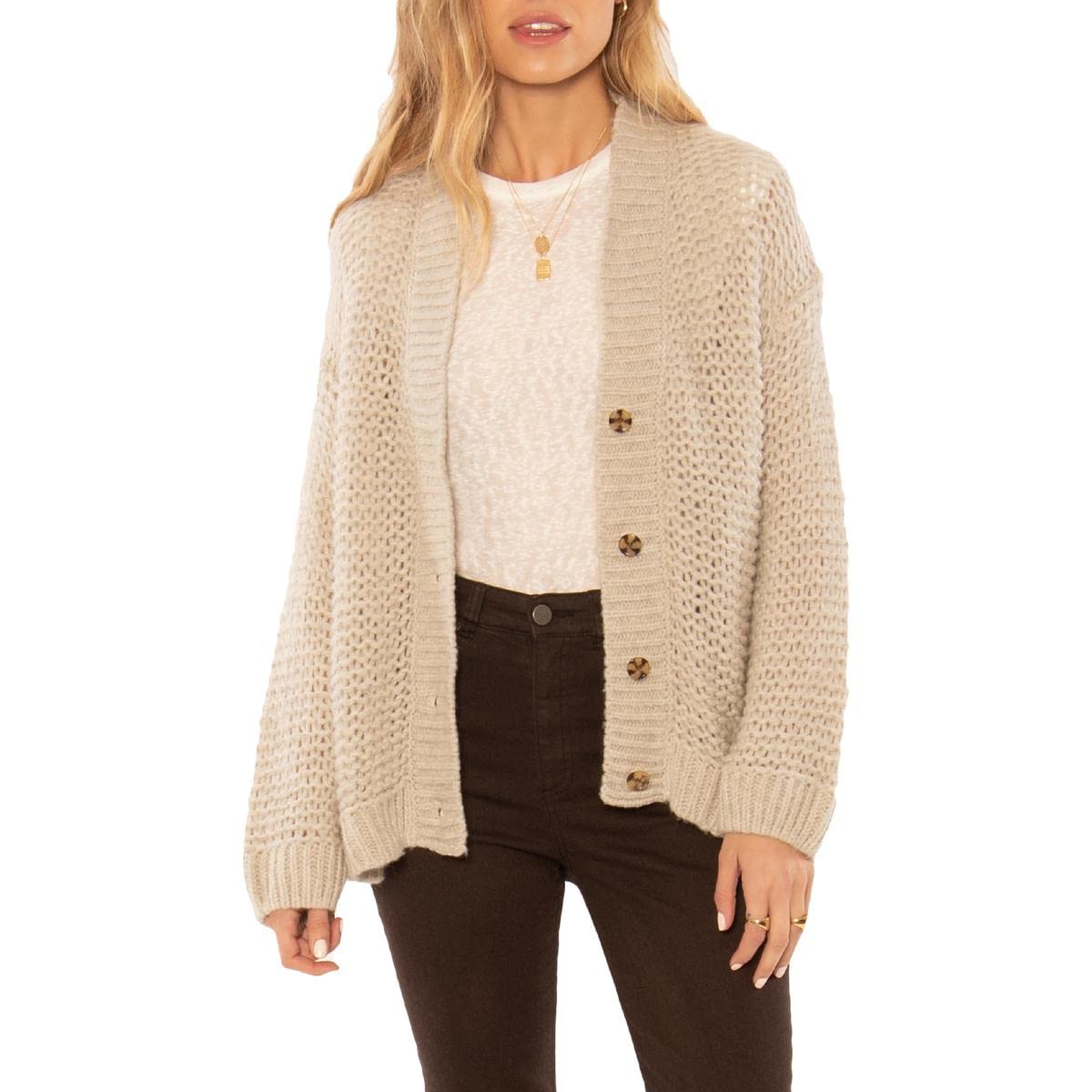 Amuse Society Women's Shady Cove Knit Layering Cardigan Sweater - Cozy Fall & Winter Fashion for Casual Outfits, Office Wear & Coffee Dates