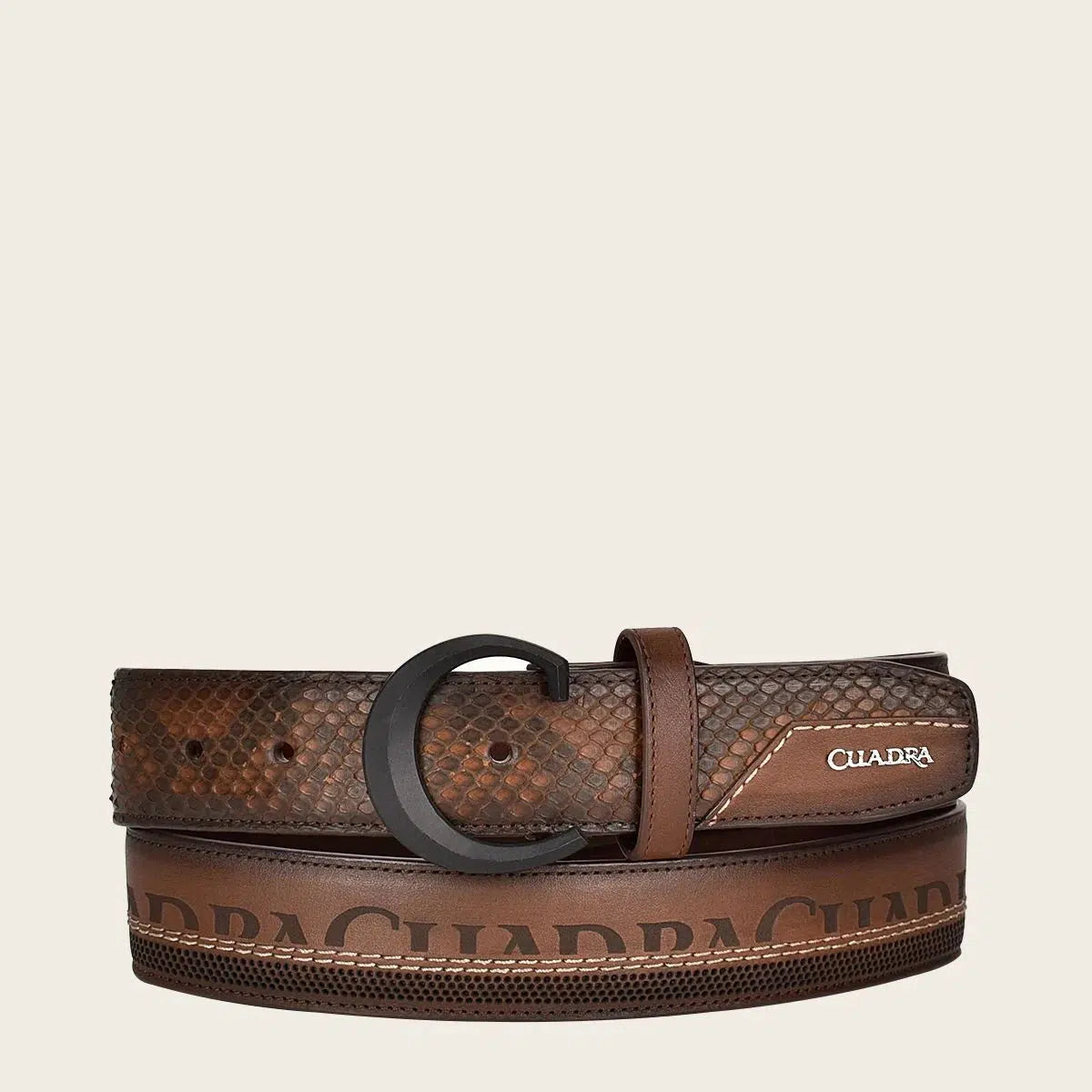 CS551PI Genuine Python Skin Belt for Men - Western Style Casual Brown Leather Belt - Perfect for Cowboy Boots, Jeans & Western Outfits