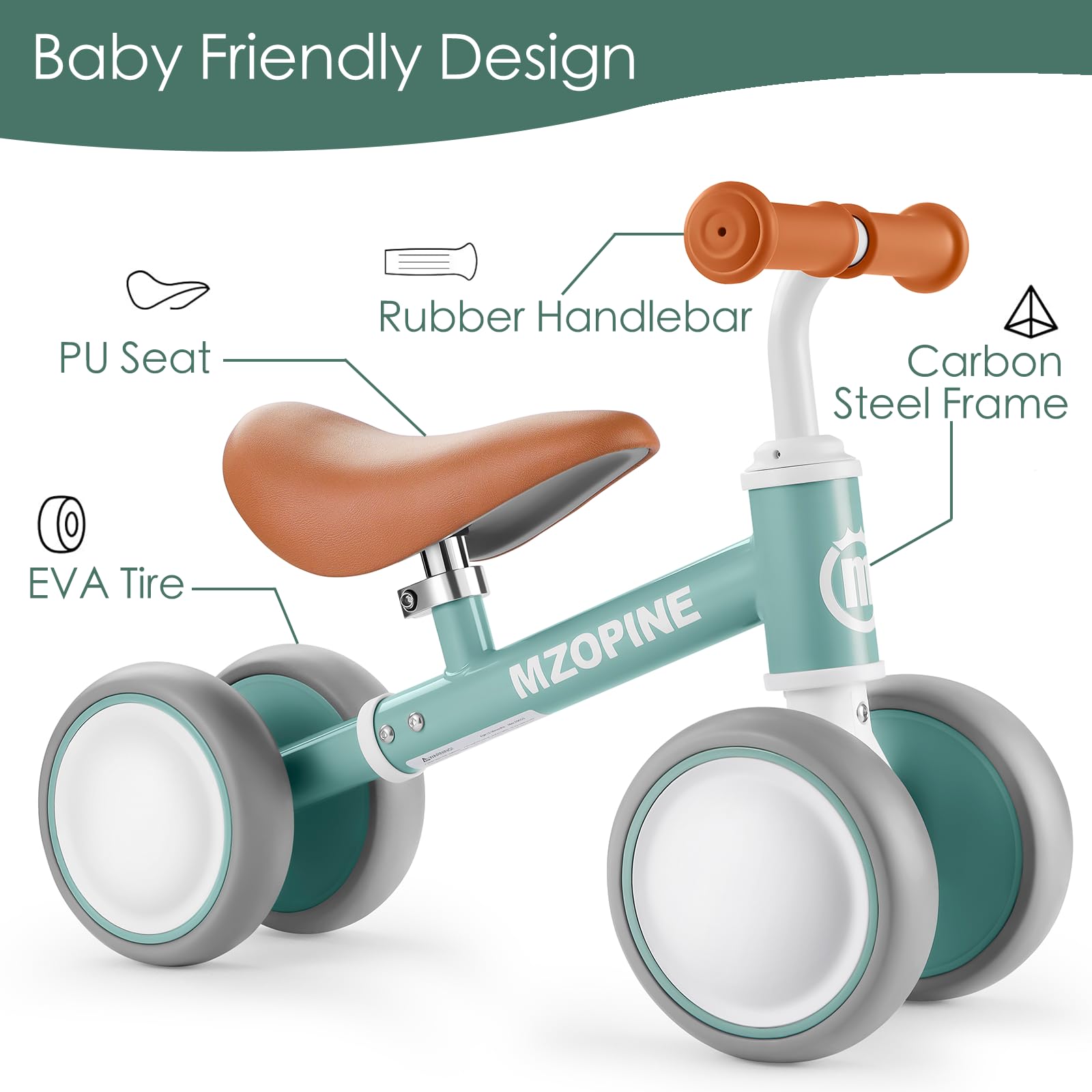 Best Baby Balance Bike for 1-2 Year Olds | 12-24 Months Toddler Bike with 4 Wheels | First Birthday Gift for Boys & Girls | Perfect for Learning to Walk & Outdoor Play