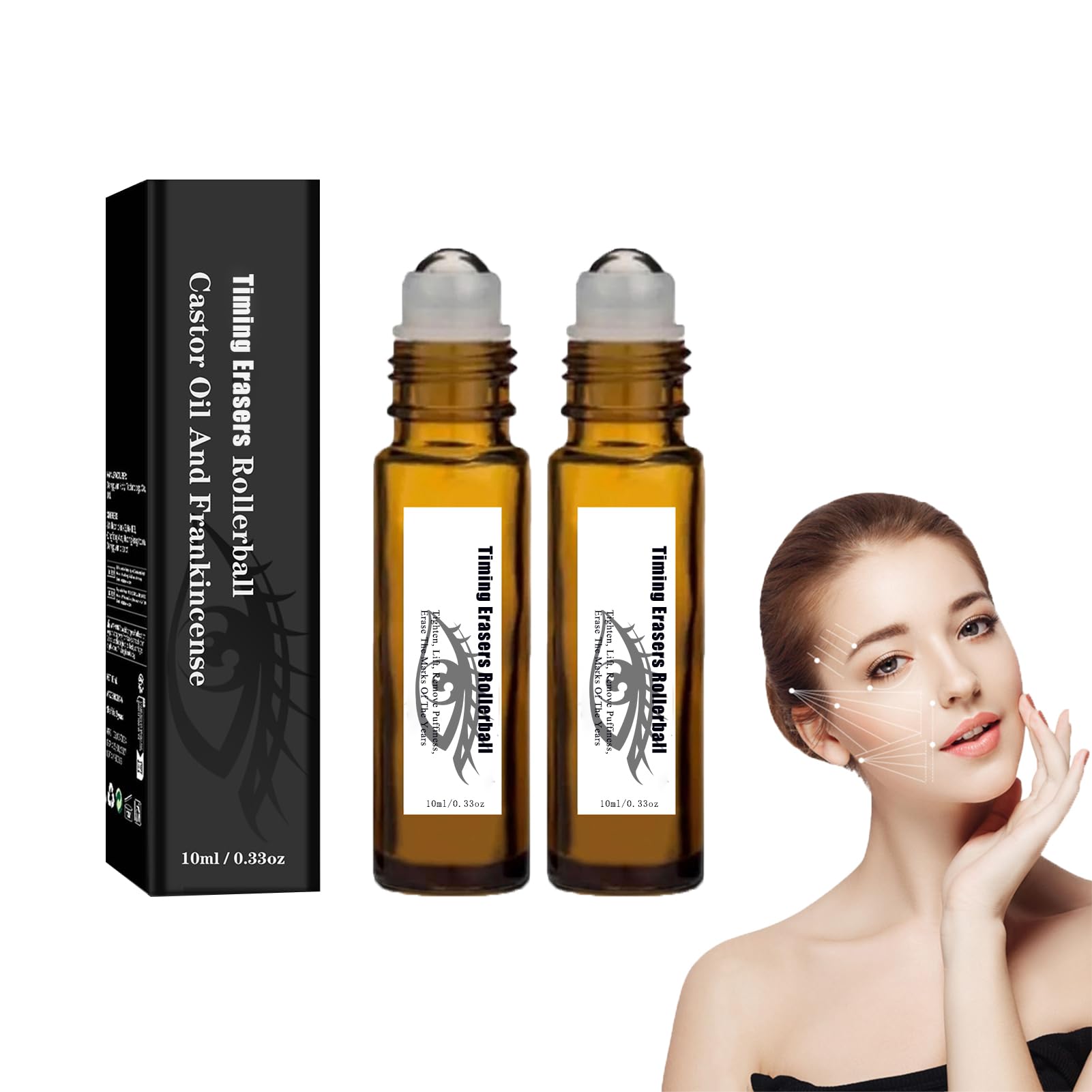 Castor Oil & Frankincense Eye Roller - Anti-Wrinkle & Moisturizing Rollerball for Dark Circles & Fine Lines (2 Pack) | Perfect for Nighttime Skincare & Travel