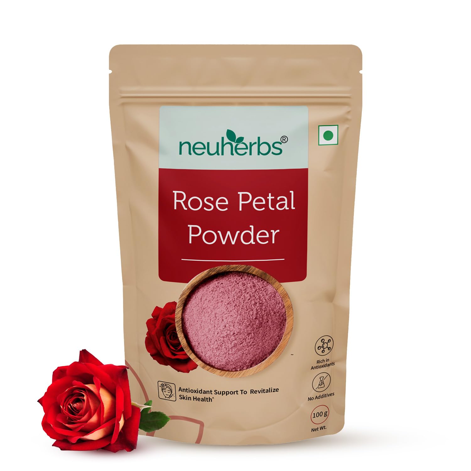Neuherbs 100% Pure & Natural Rose Petal Powder (100g) - Antioxidant Rich for Skin Revitalization, Face Mask, Tan Removal & Glowing Skin | Perfect for DIY Beauty Treatments, Spa Days & Natural Skincare Routines