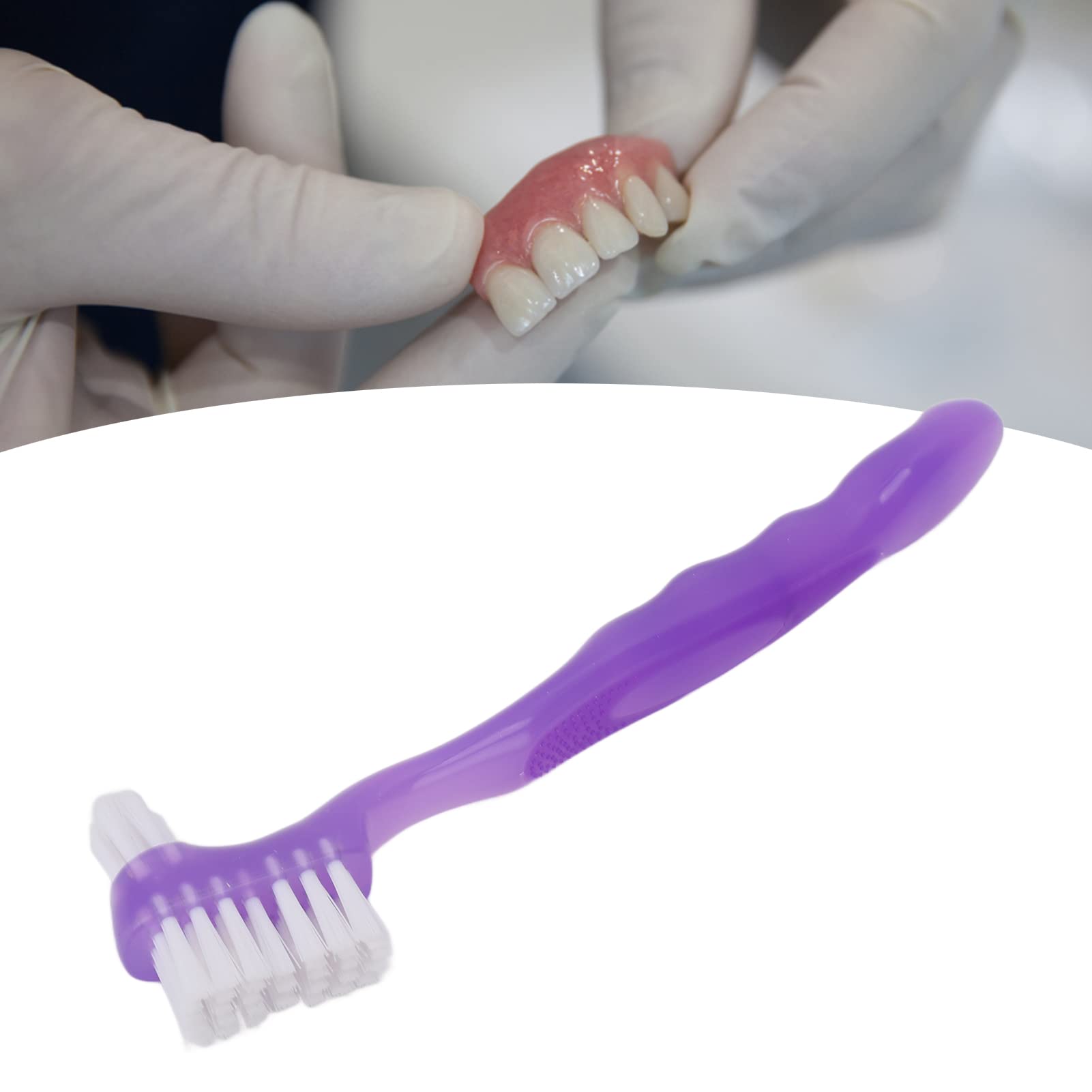 Dual Head Denture Brush - Hard Bristle False Teeth Cleaning Brush for Dentures, Dental Implants, and Retainers | Perfect for Travel & Daily Oral Care