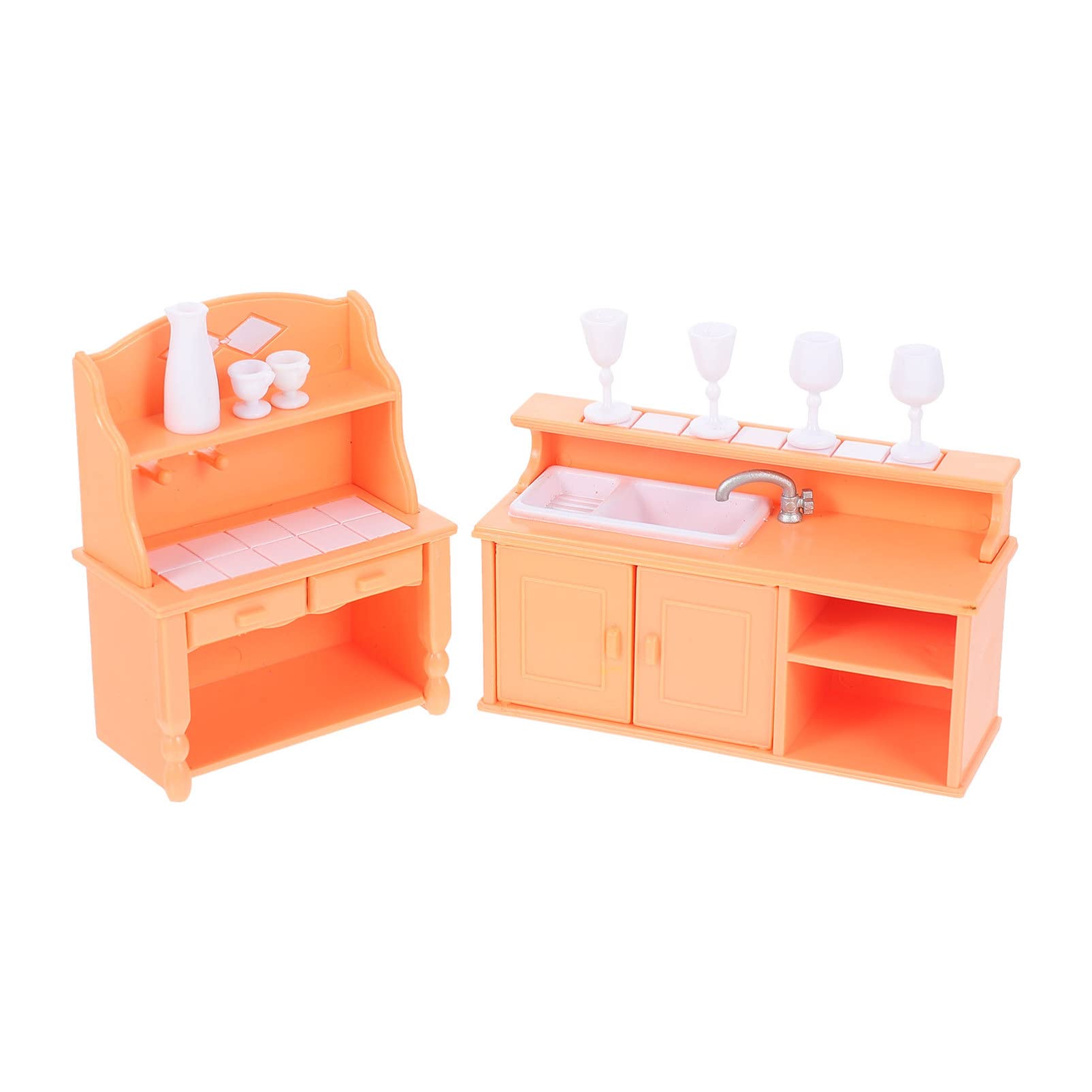HANABASS 2-Piece Miniature Kitchen Cabinet Set - Wooden Mini Furniture for Dollhouse, Model Kitchens & Home Decor - Perfect for DIY Projects, Collectibles & Room Display
