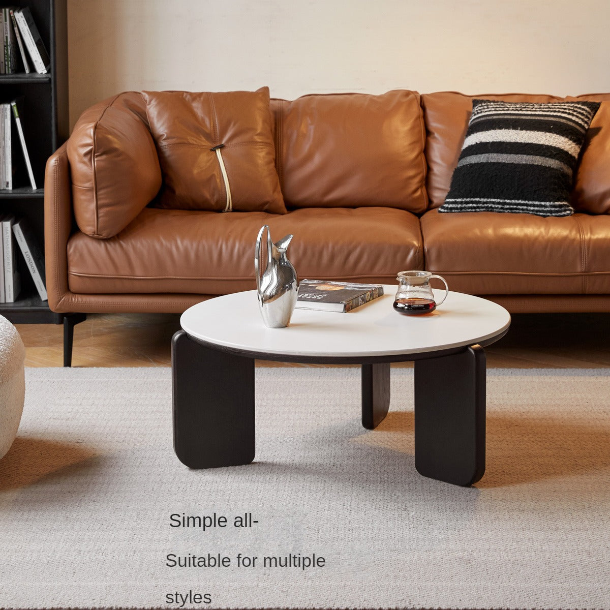 Solid Oak Wood Coffee Table with Slate Black Finish - Perfect for Living Room, Lounge, and Modern Home Decor