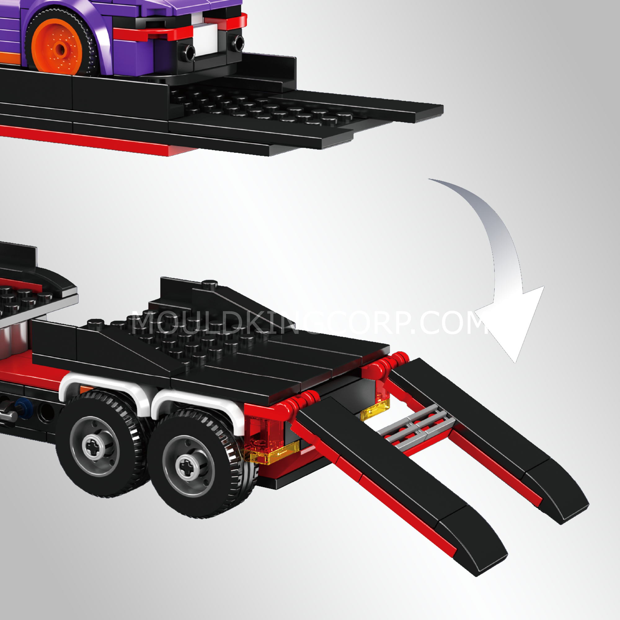 Mould King 24078 Sports Car Transporter Truck Building Set - 997 Piece Construction Toy for Kids & Adults | STEM Educational Building Blocks for Creative Play, Birthday Gifts & Home Decoration