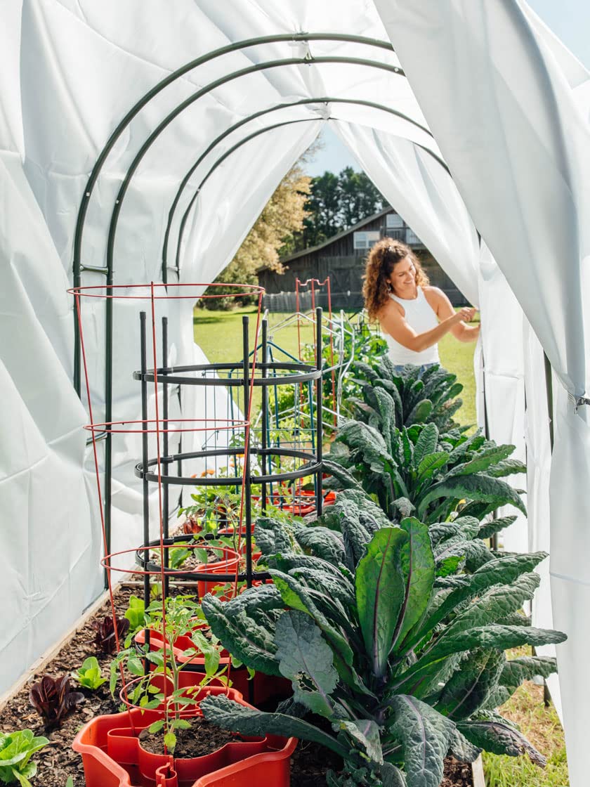 Extra Tall Garden Hoops for Plant Cover - Powder Coated Metal Greenhouse Frame for Vegetable Gardens (Set of 3 Hoops & 36 Clips) | Durable Protection for Raised Beds, Row Covers & Season Extension