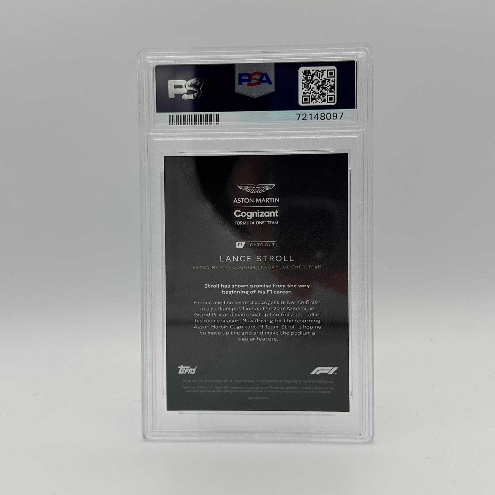 Lance Stroll PSA 9 45/99 Blue Parallel Racing Card - Perfect for Collectors, Fans, and Sports Memorabilia Enthusiasts
