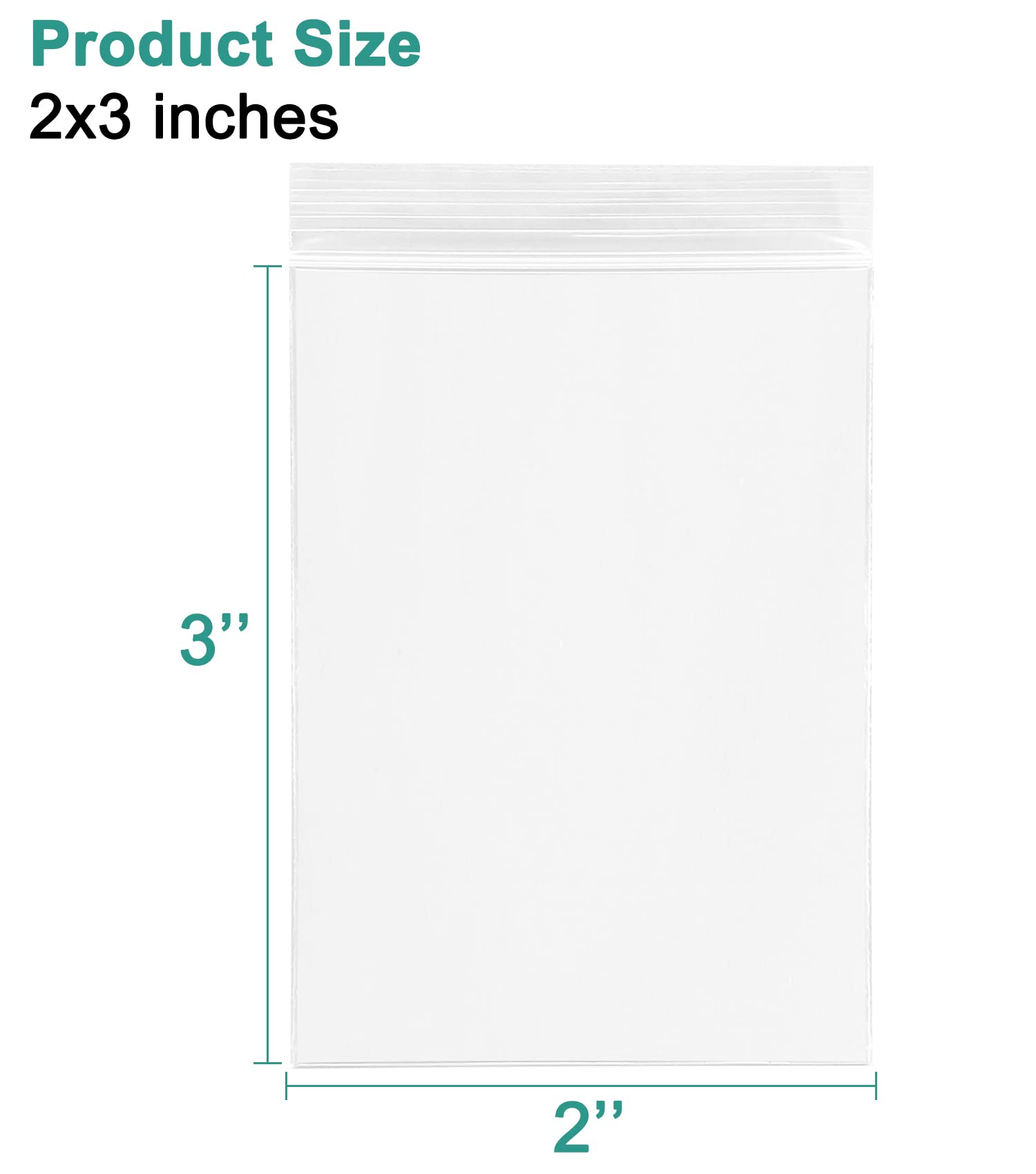1000 Pcs 2x3 Inch Clear Plastic Reclosable Ziplock Bags - 3.15 Mil Thick Resealable Poly Bags for Jewelry, Beads, Pills & Small Item Storage | Perfect for Crafting, Organizing & Retail Packaging