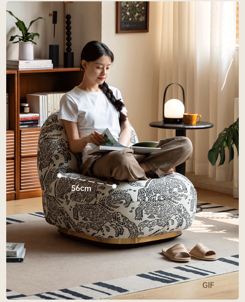 360° Swivel Fabric Lounge Chair - Modern Rotating Single Seat for Living Room, Bedroom, or Office - Comfortable Accent Chair with Smooth Rotation
