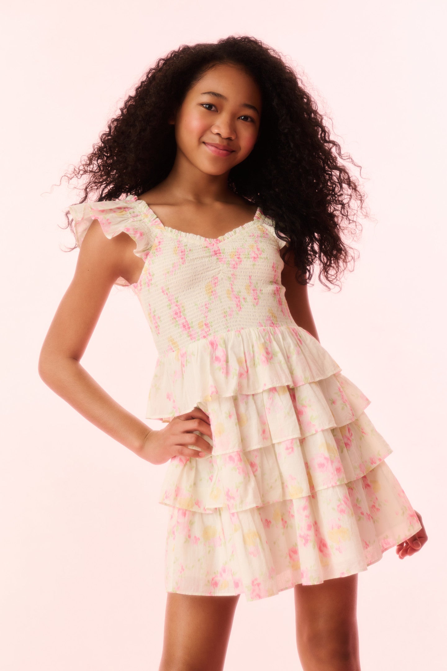 Girls Floral Cotton Dress - Linoette Style Summer Casual Outfit for Kids, Playdates & Birthday Parties