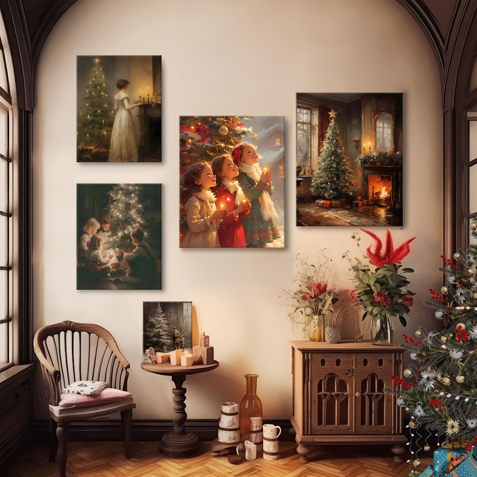 Lost Deer Winter Wall Art Prints - Cozy Christmas Canvas Decor with Snow Forest & Frost Pictures - Framed Xmas Tree Deer Photo for Gallery Wall & Home Decor | Perfect for Living Room, Bedroom & Holiday Gift