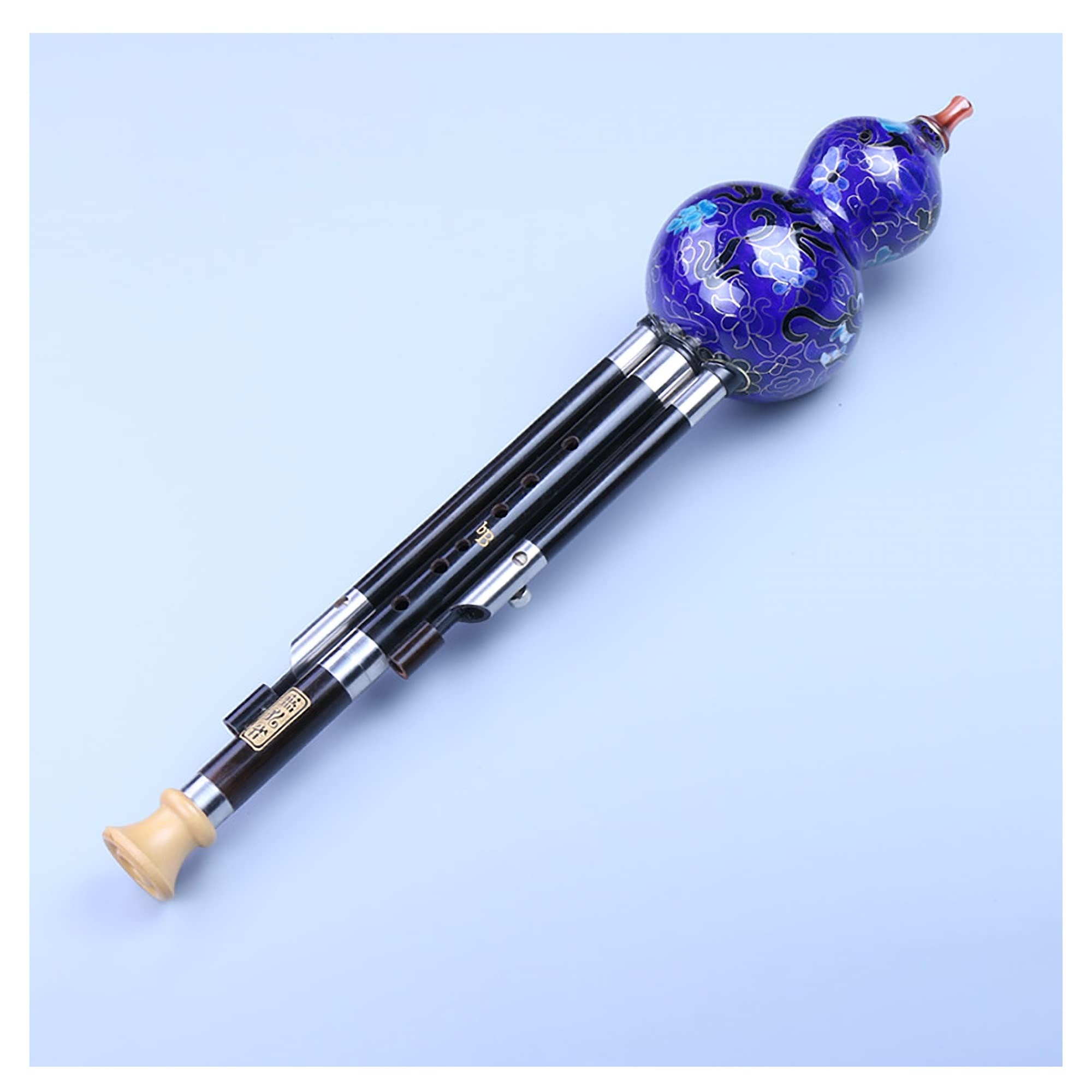 Premium Handmade Chinese Hulusi Gourd Flute - Traditional Ebony Wood Ethnic Musical Instrument for Beginners (C Key, Blue) | Perfect for Meditation, Cultural Performances & Music Lovers Gift
