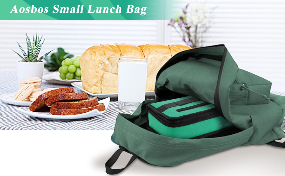 Aosbos Insulated Lunch Box for Men & Women - Portable Mini Cooler Bag, Compact Soft Thermal Lunch Tote, Reusable Meal Prep Container (Cool Green) - Perfect for Office, School, Picnics & Outdoor Activities