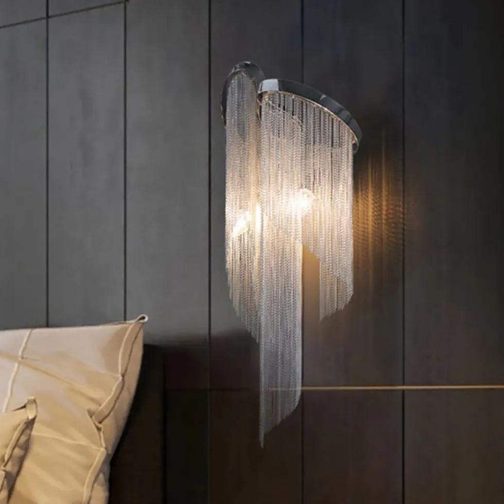 Modern Silver Chain Wall Lights - Elegant Home Decor for Living Room, Bedroom & Hallway Lighting