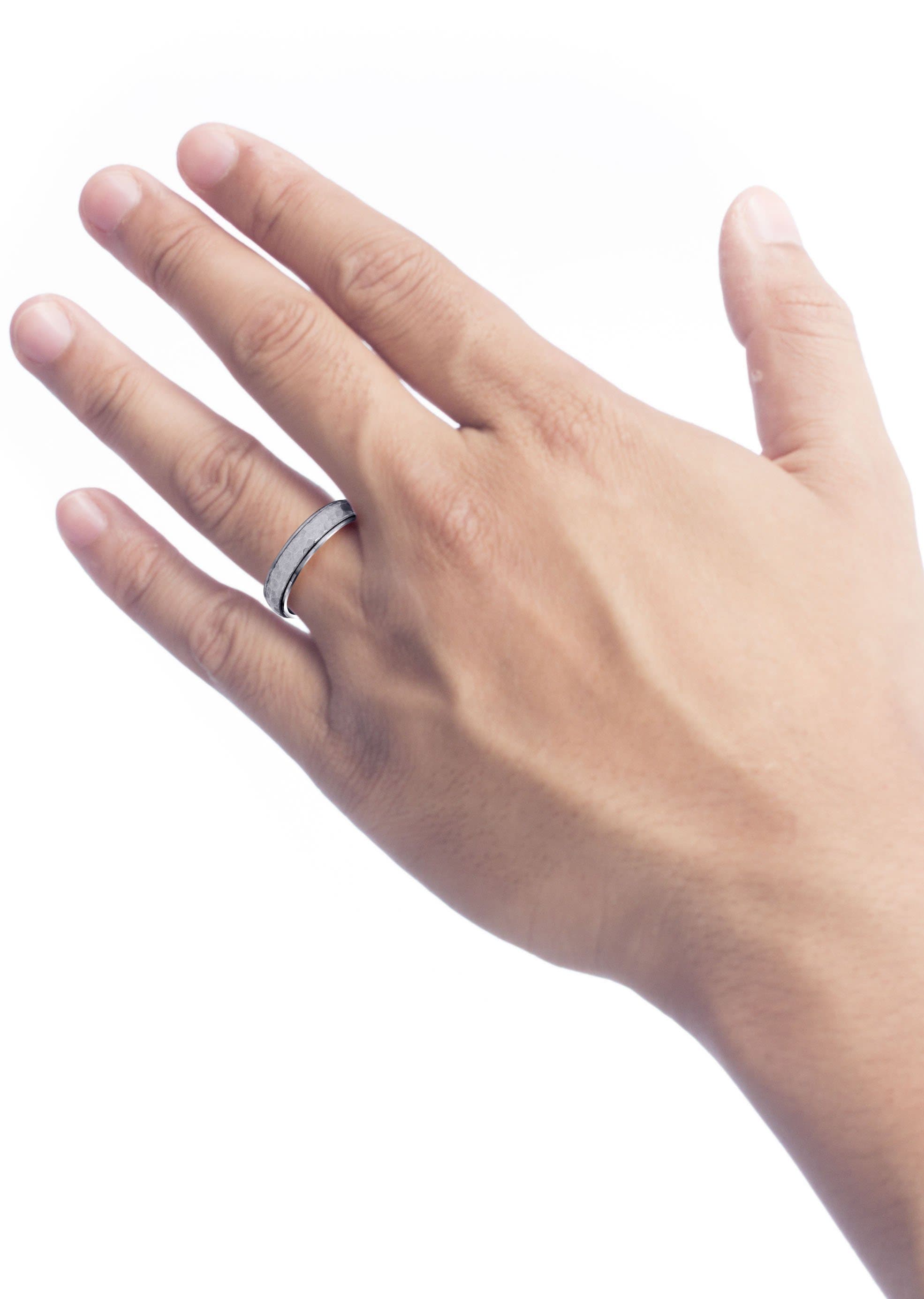 Diamond Cut Men's Wedding Band - Satin & High Polish Finish (Leonardo) | Elegant Titanium Ring for Men's Wedding, Engagement & Anniversary Gifts