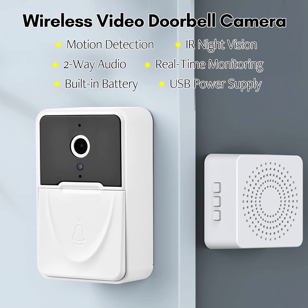 Splenssy Smart WiFi Doorbell Camera - Wireless Video Door Phone with Night Vision, 2-Way Audio, Cloud Storage & Rechargeable Battery - Ideal for Home Security & Smart Monitoring